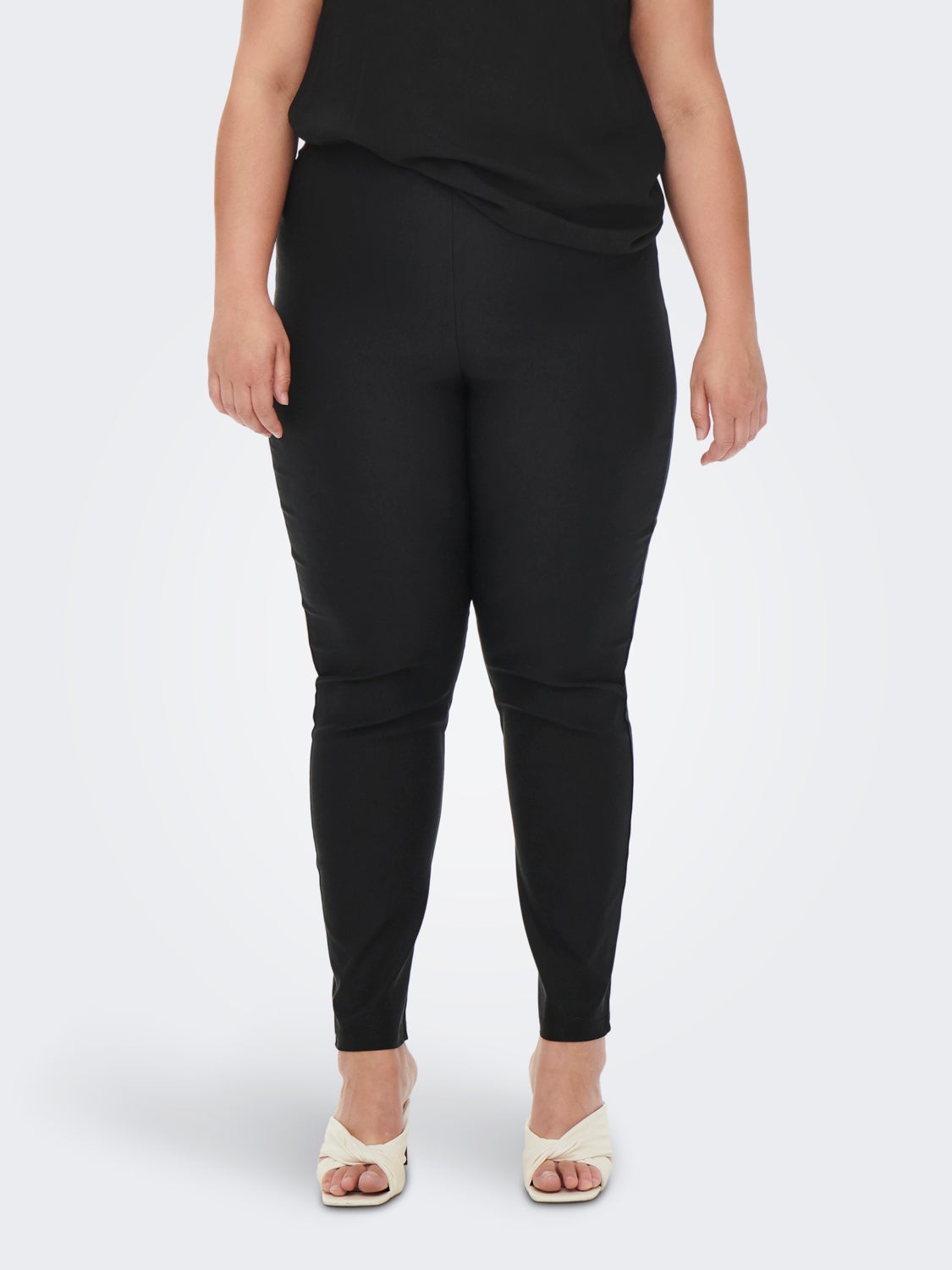 Curvy viscose blend trousers with elastic waist