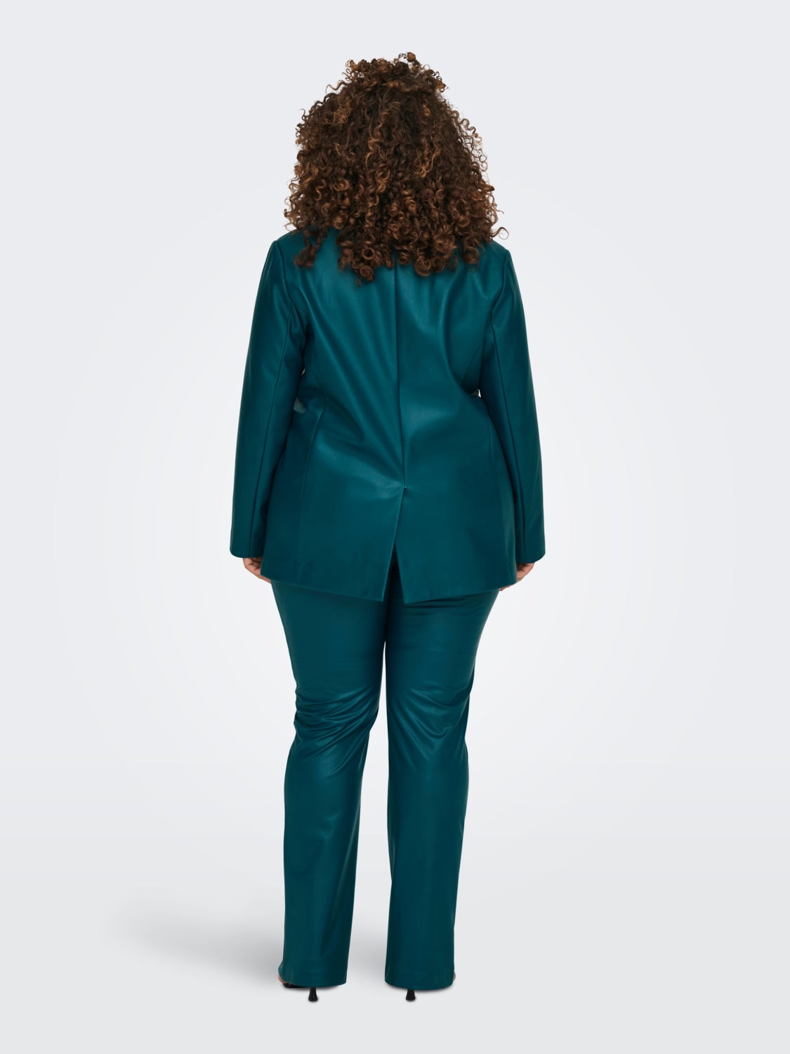 Curvy faux leather blazer