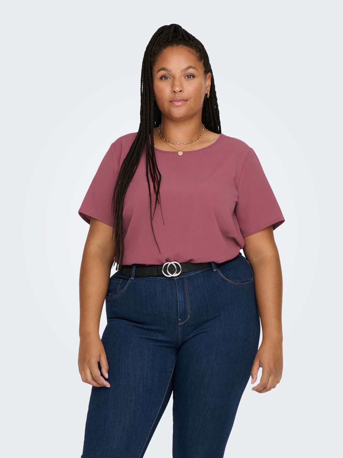 Curvy solid colored Short Sleeved Top