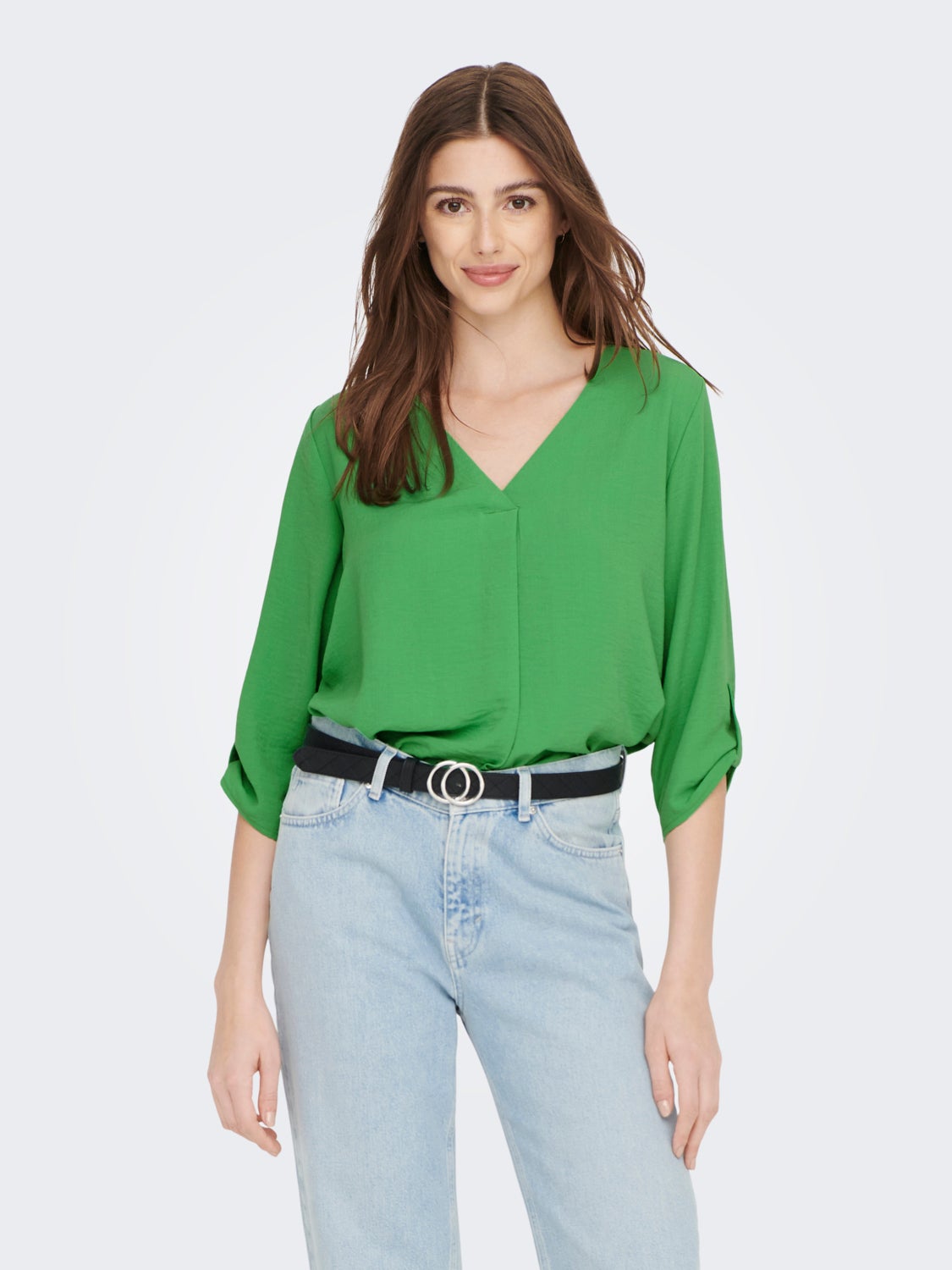 Solid colored 3/4 sleeved top