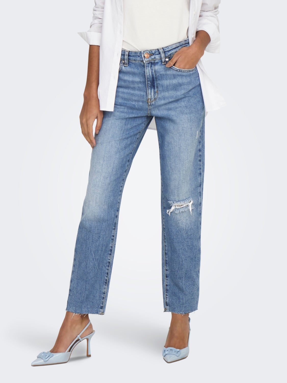 ONLEmily highwaisted destroyed Straight fit jeans