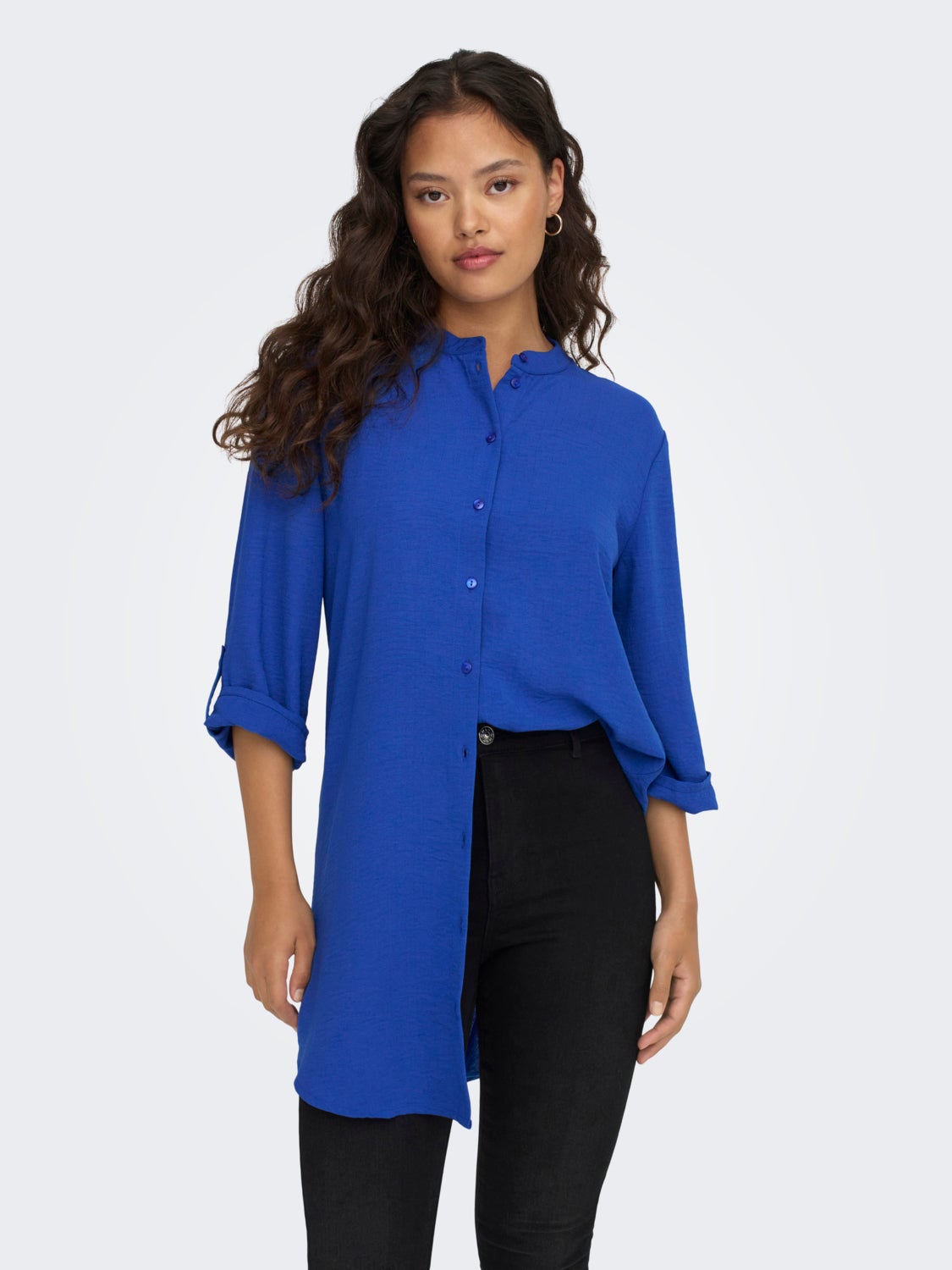 Mini shirt dress with china collar