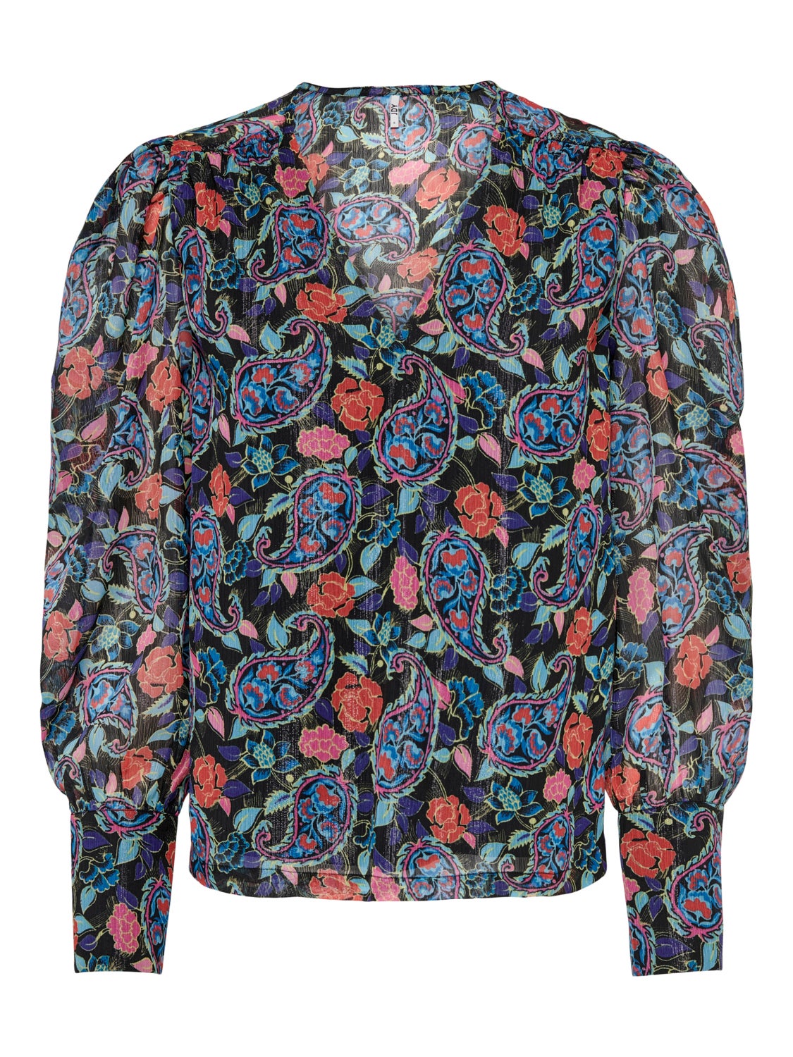 Patterned V-neck Long Sleeved Top