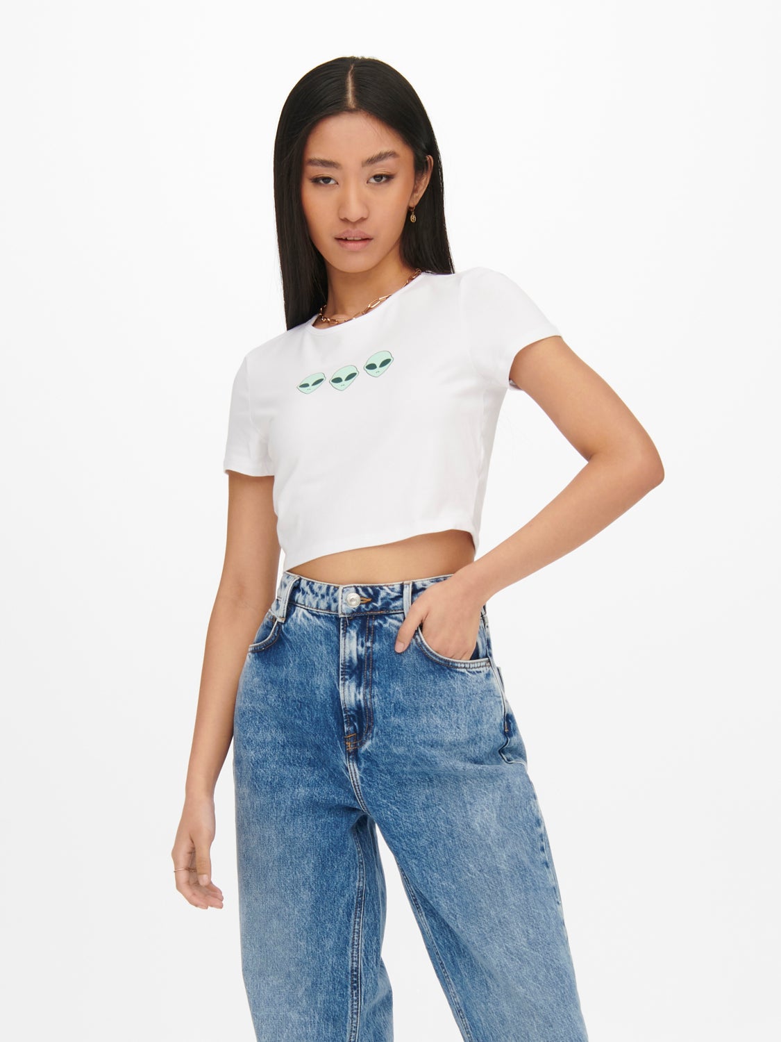 Alien printed cropped T-shirt