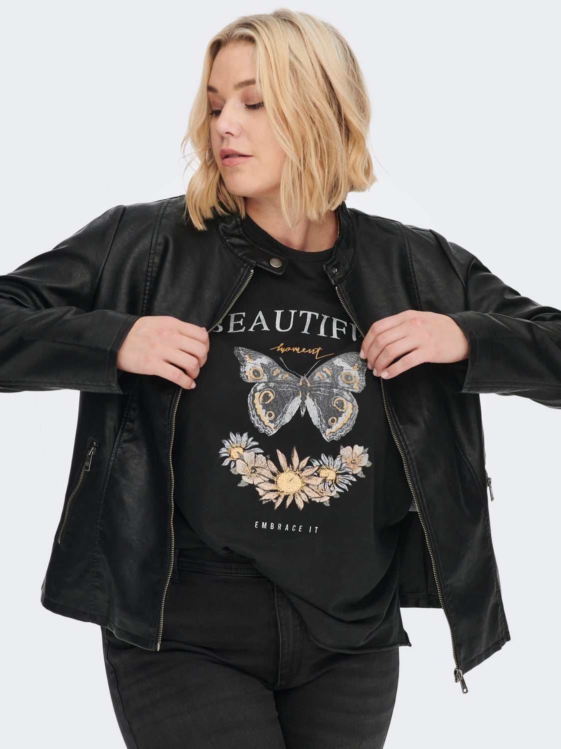 Curvy Faux Leather Jacket