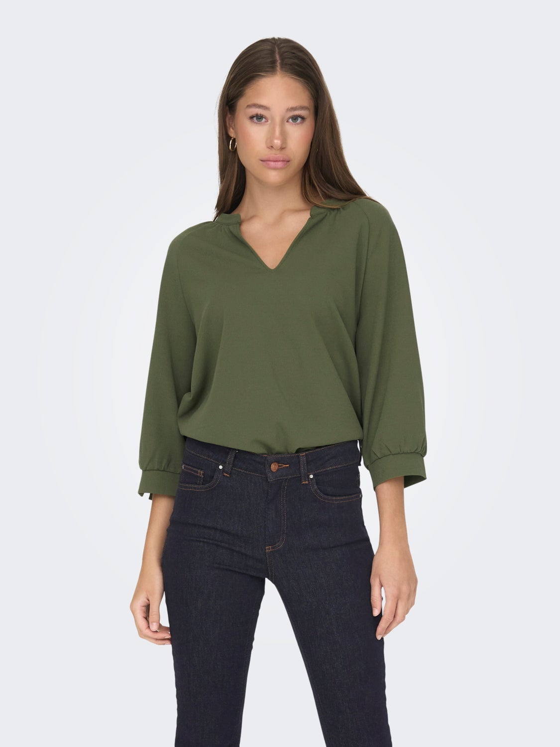 V-neck top with 3/4 sleeves
