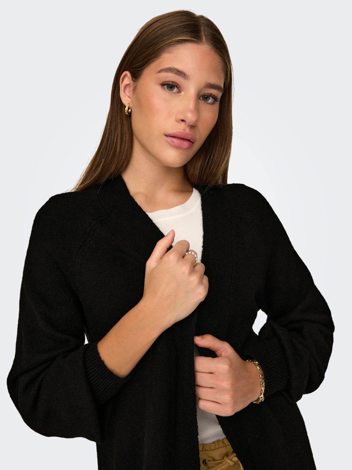 Long cardigan with balloon sleeves