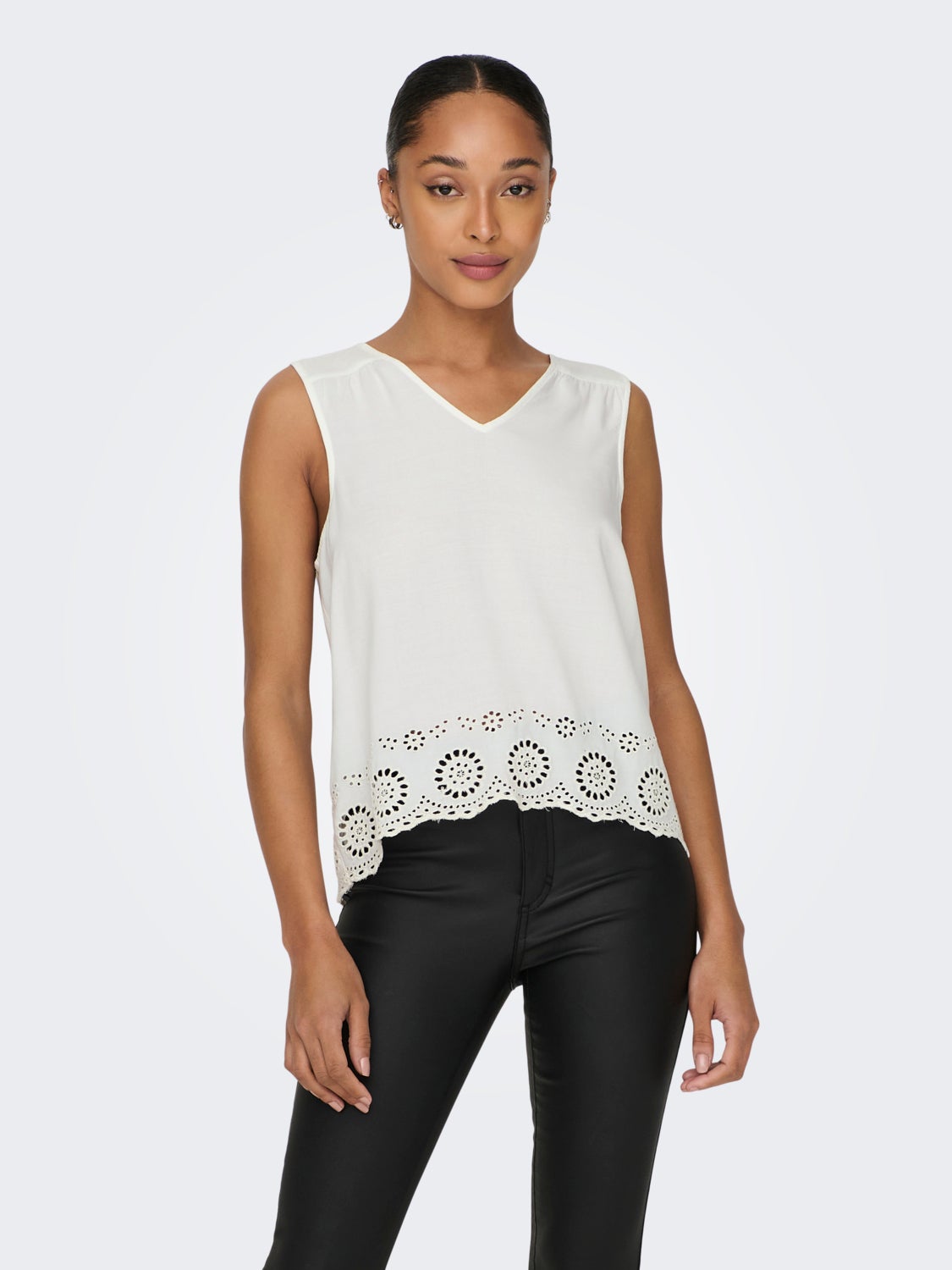 V-neck top with lace detail