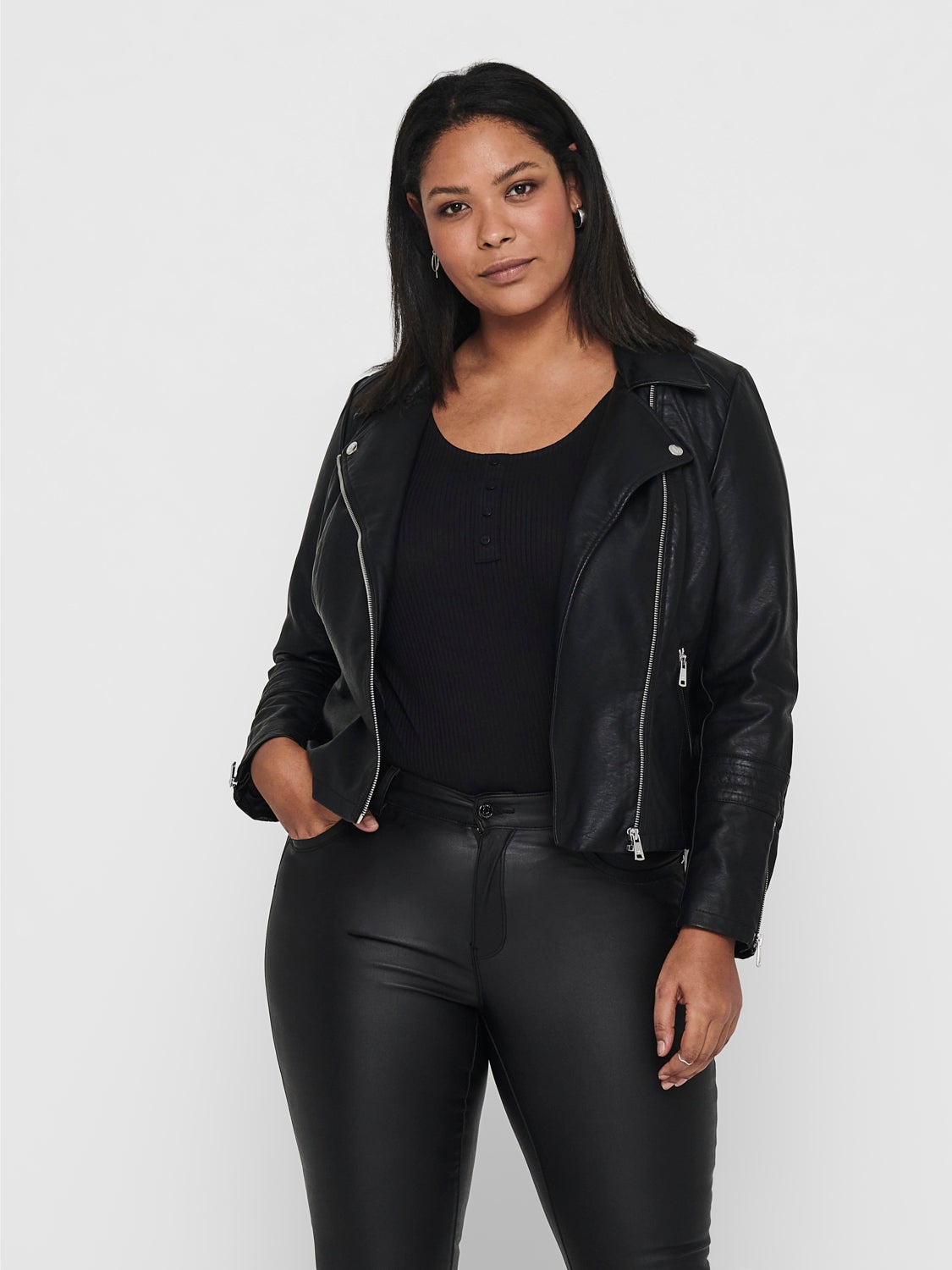 Curvy biker Faux Leather Jacket