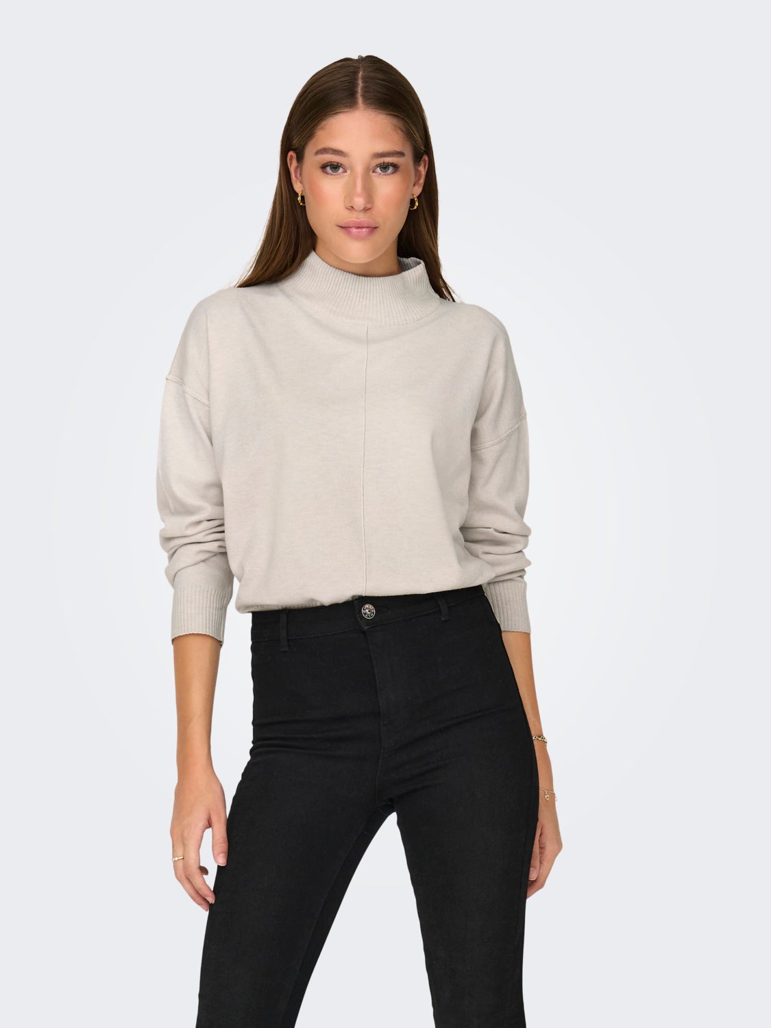 Knitted pullover with high neck