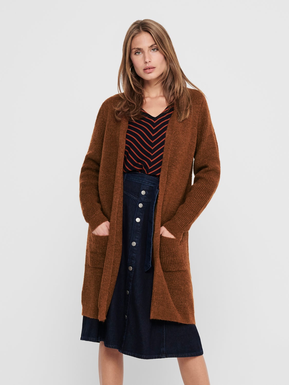 long knit cardigan with pockets