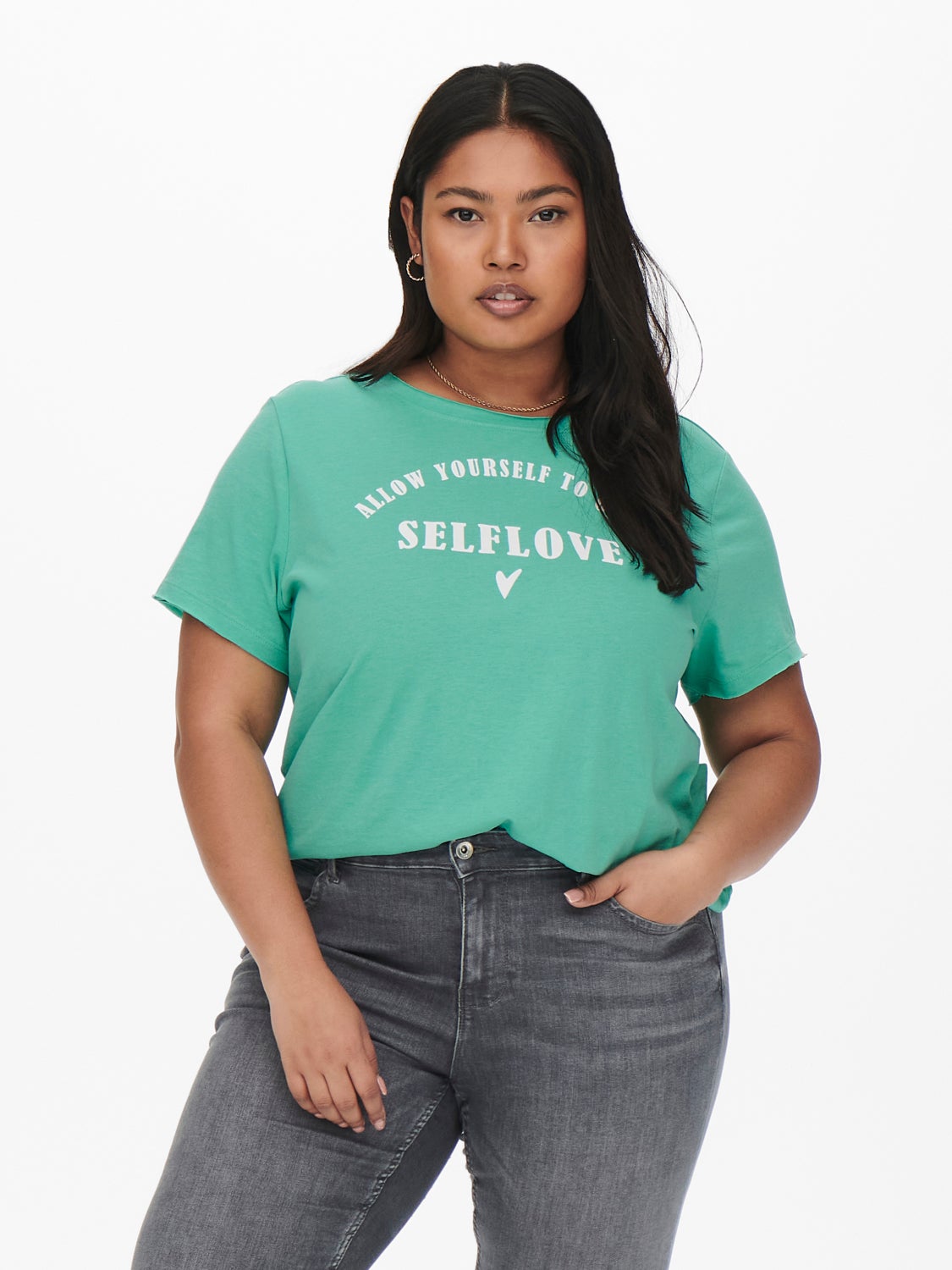 Curvy statement printed Short Sleeved Top