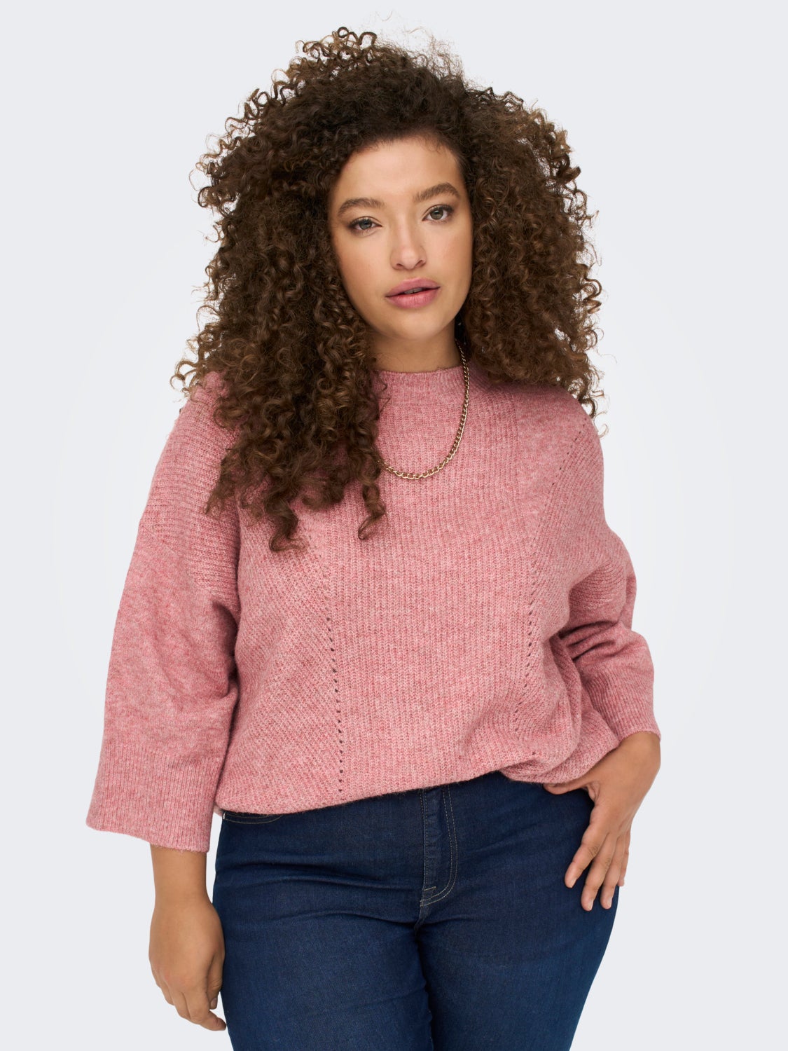 Curvy 3/4 sleeved Knitted Pullover