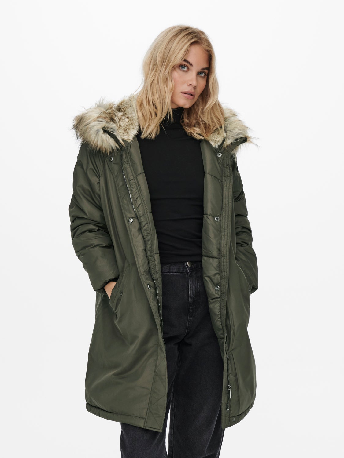 Long faux fur hooded Parka
