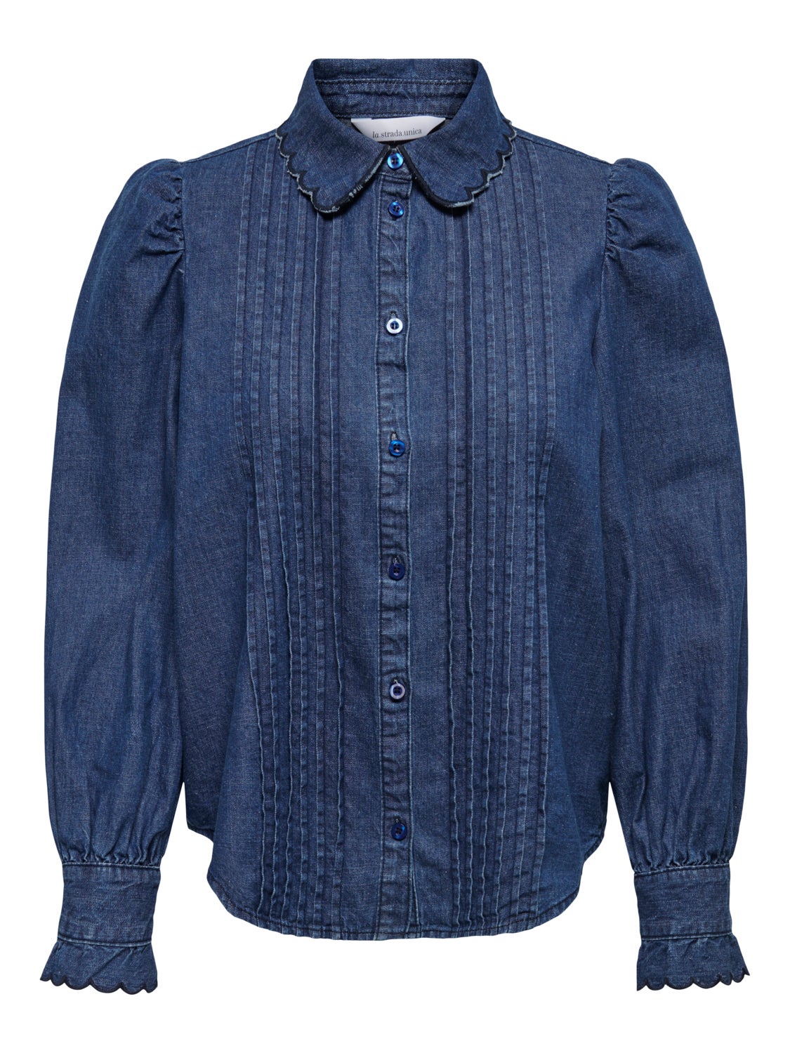 Denim shirt with volume sleeves