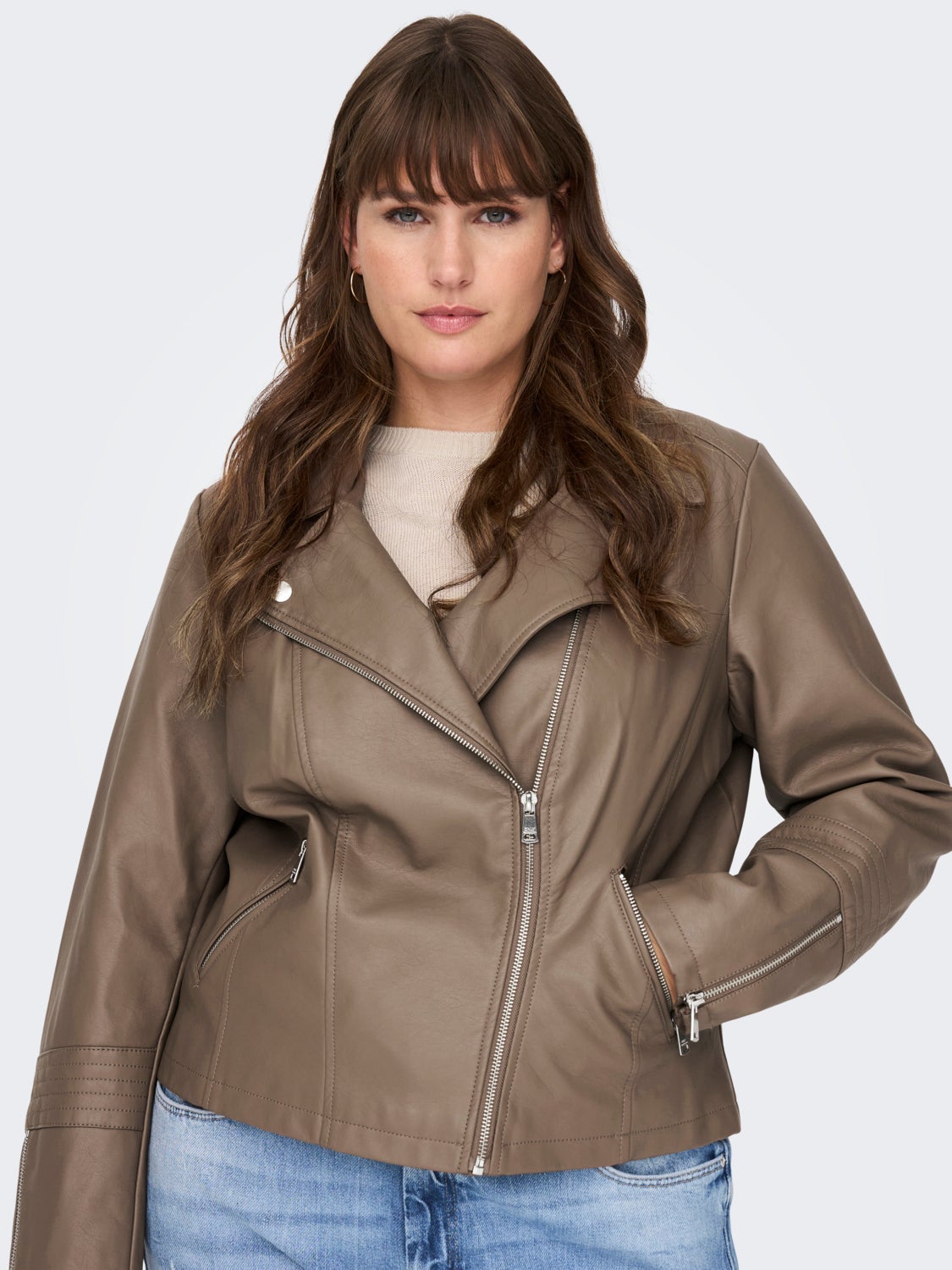 Curvy biker Faux Leather Jacket