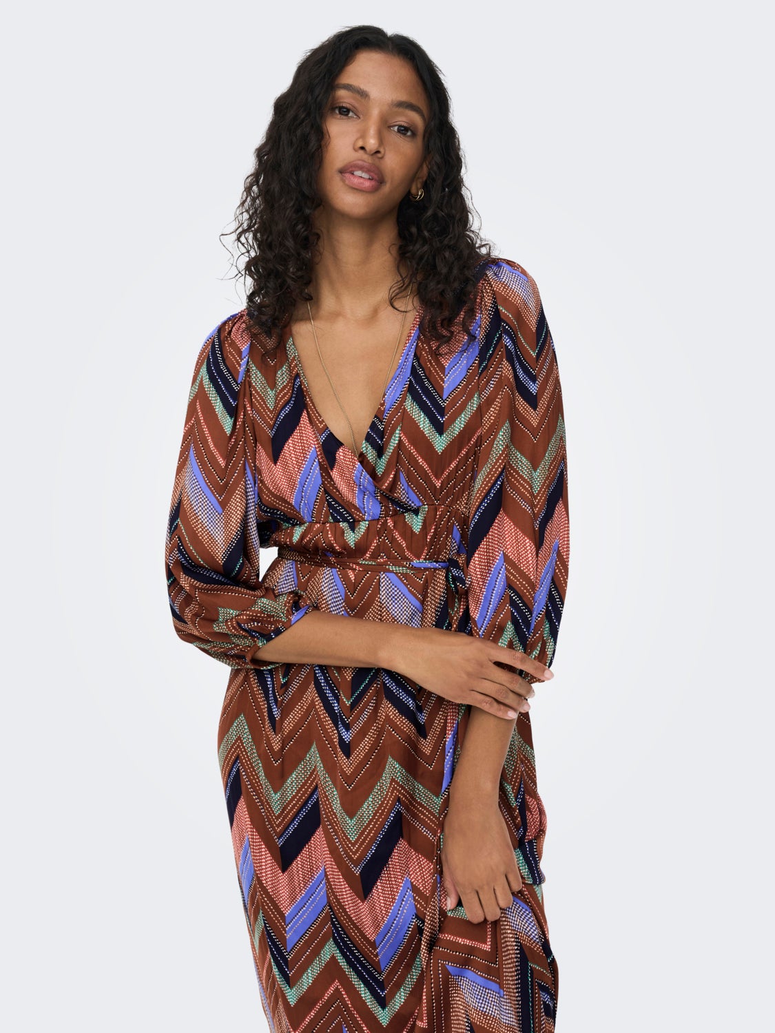 Mama 3/4 sleeved Printed Wrap dress