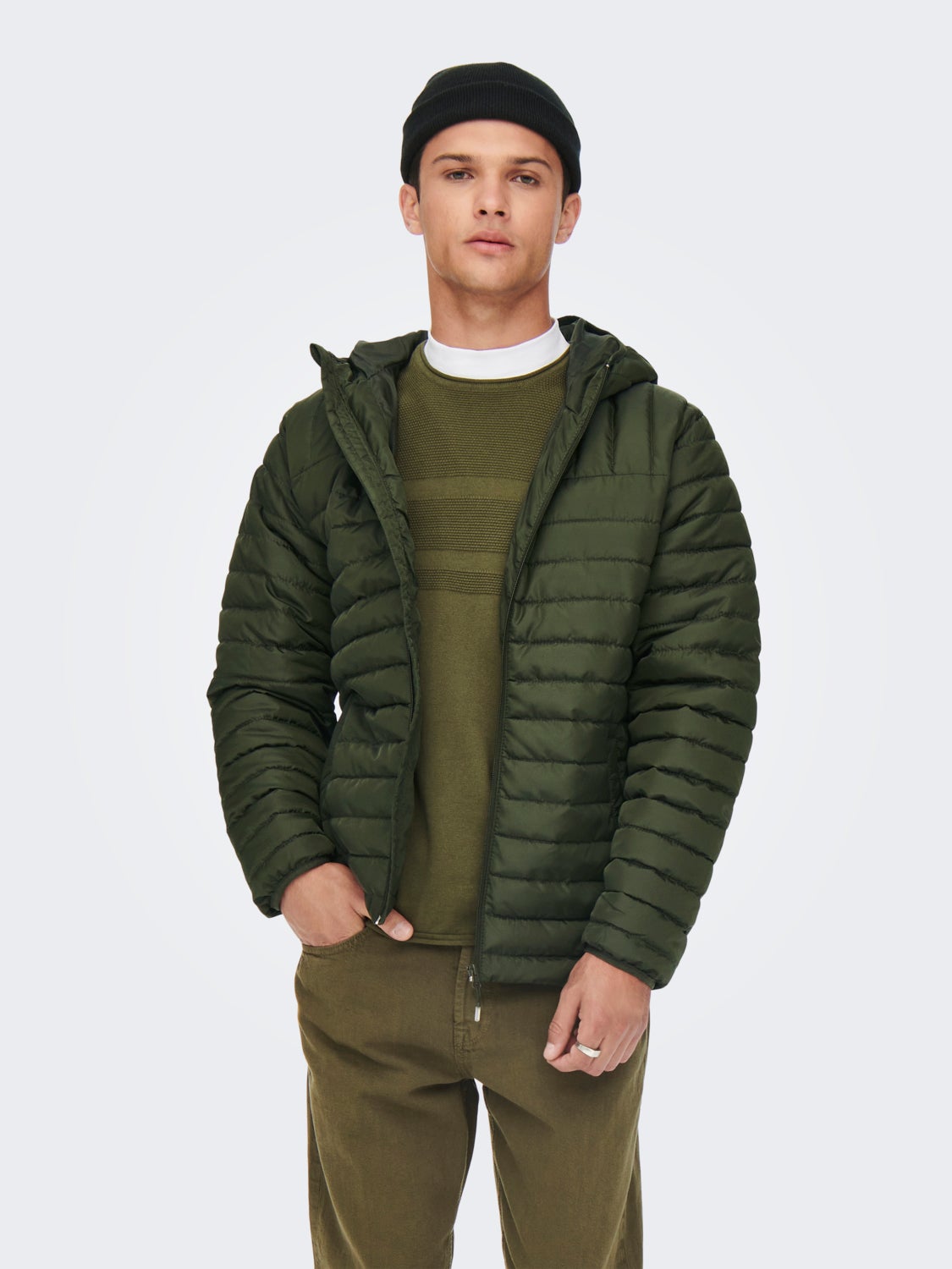 Quilted jacket with hood