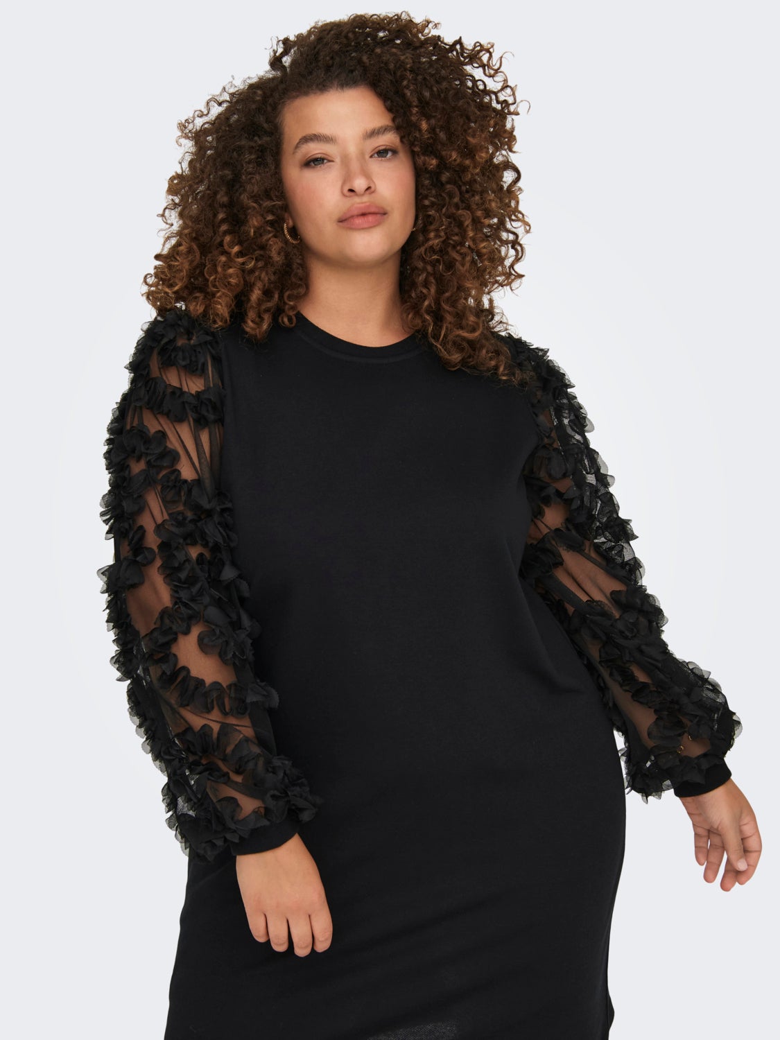 Curvy sweat dress with puff sleeves