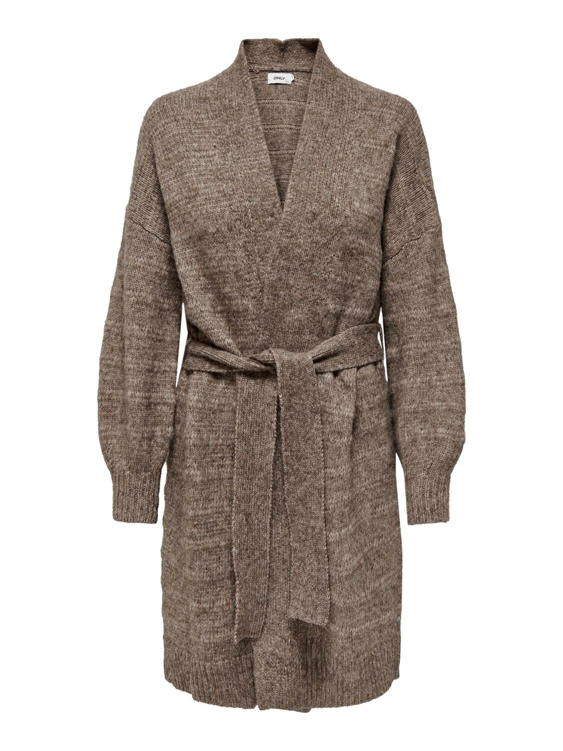 Knit cardigan with belt