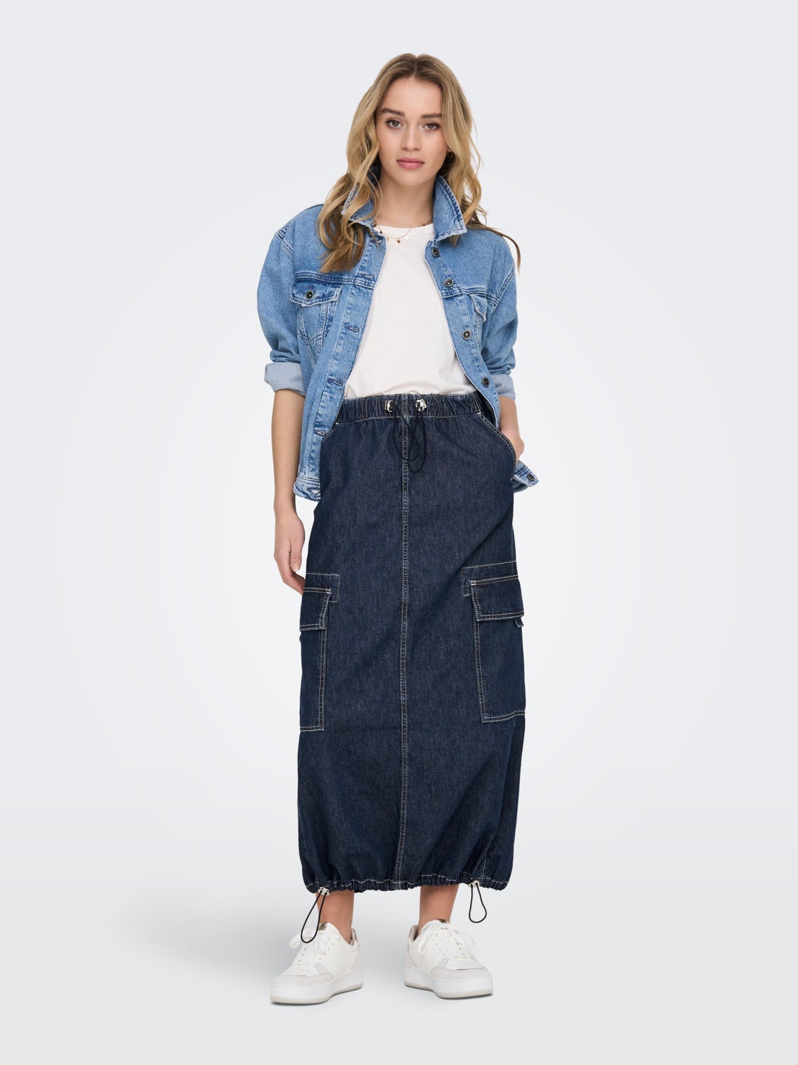 Cargo Denim Long Skirt