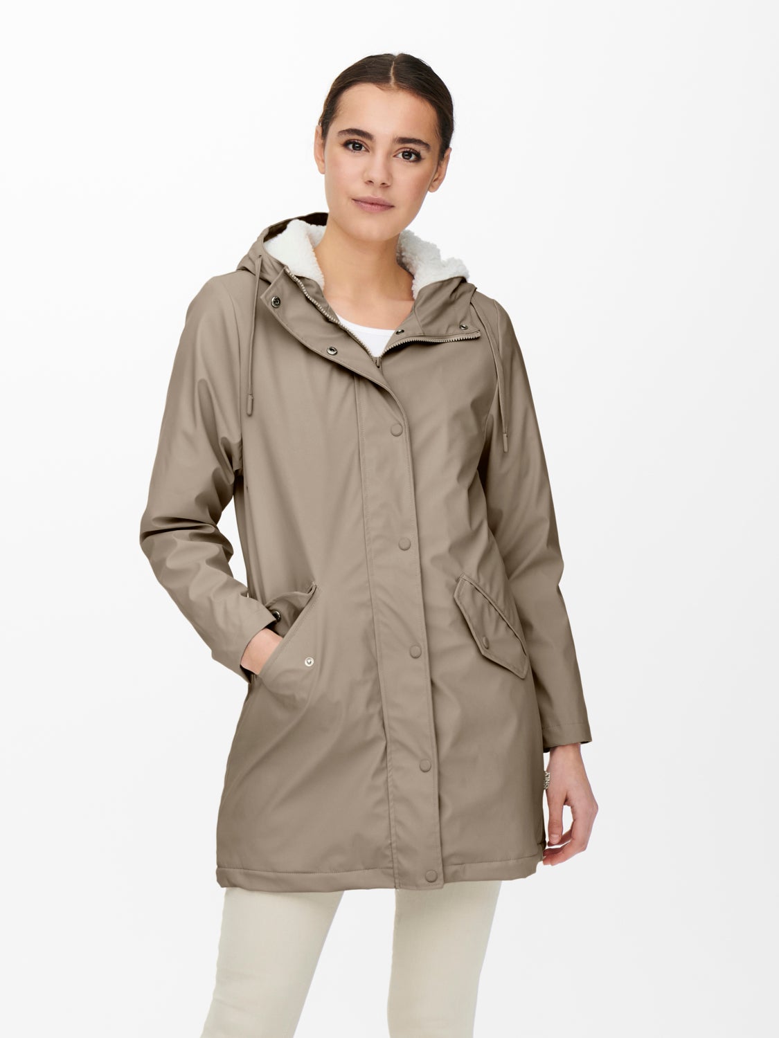 Rain jacket with teddy lining