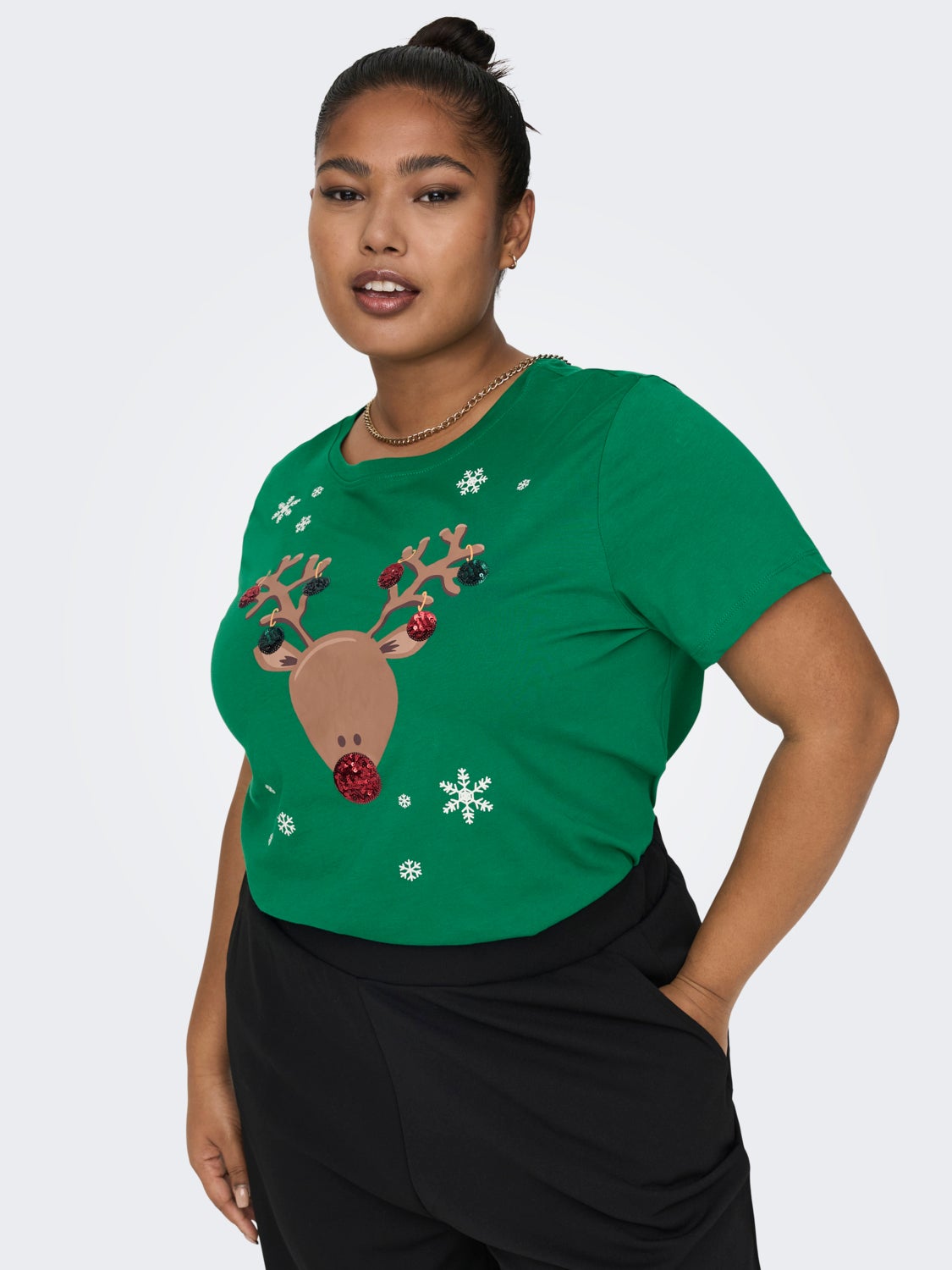 Curvy christmas detailed t-shirt