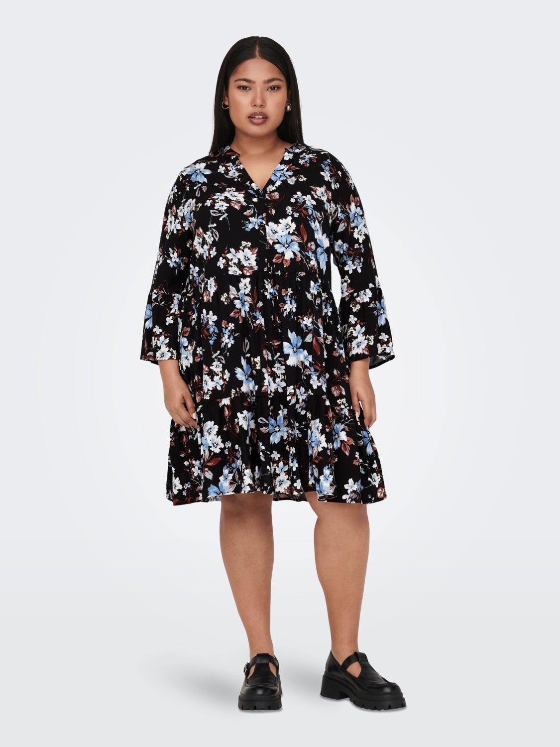 Curvy 3/4 Sleeve Tunic viscose Dress