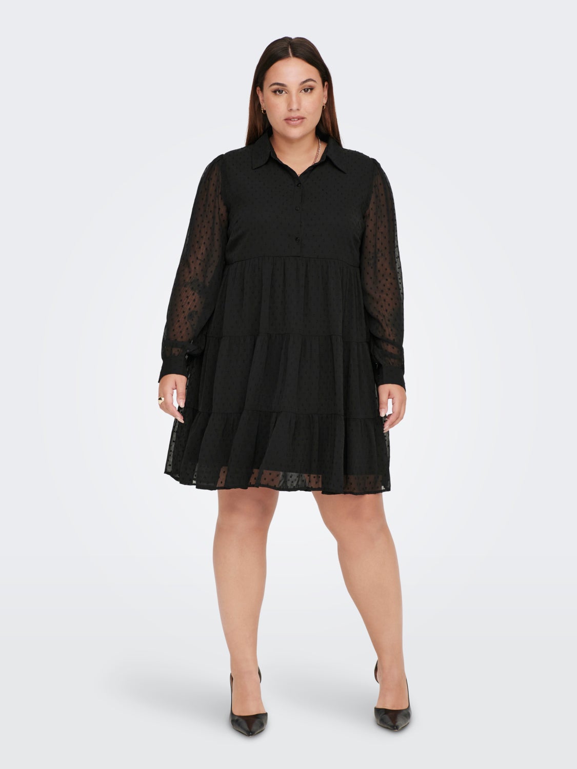 Curvy mesh detail dress