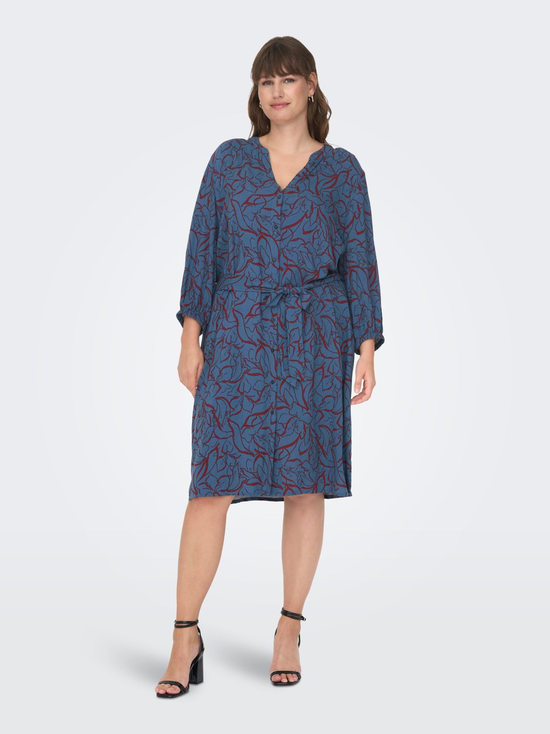 Curvy midi dress with v-neck