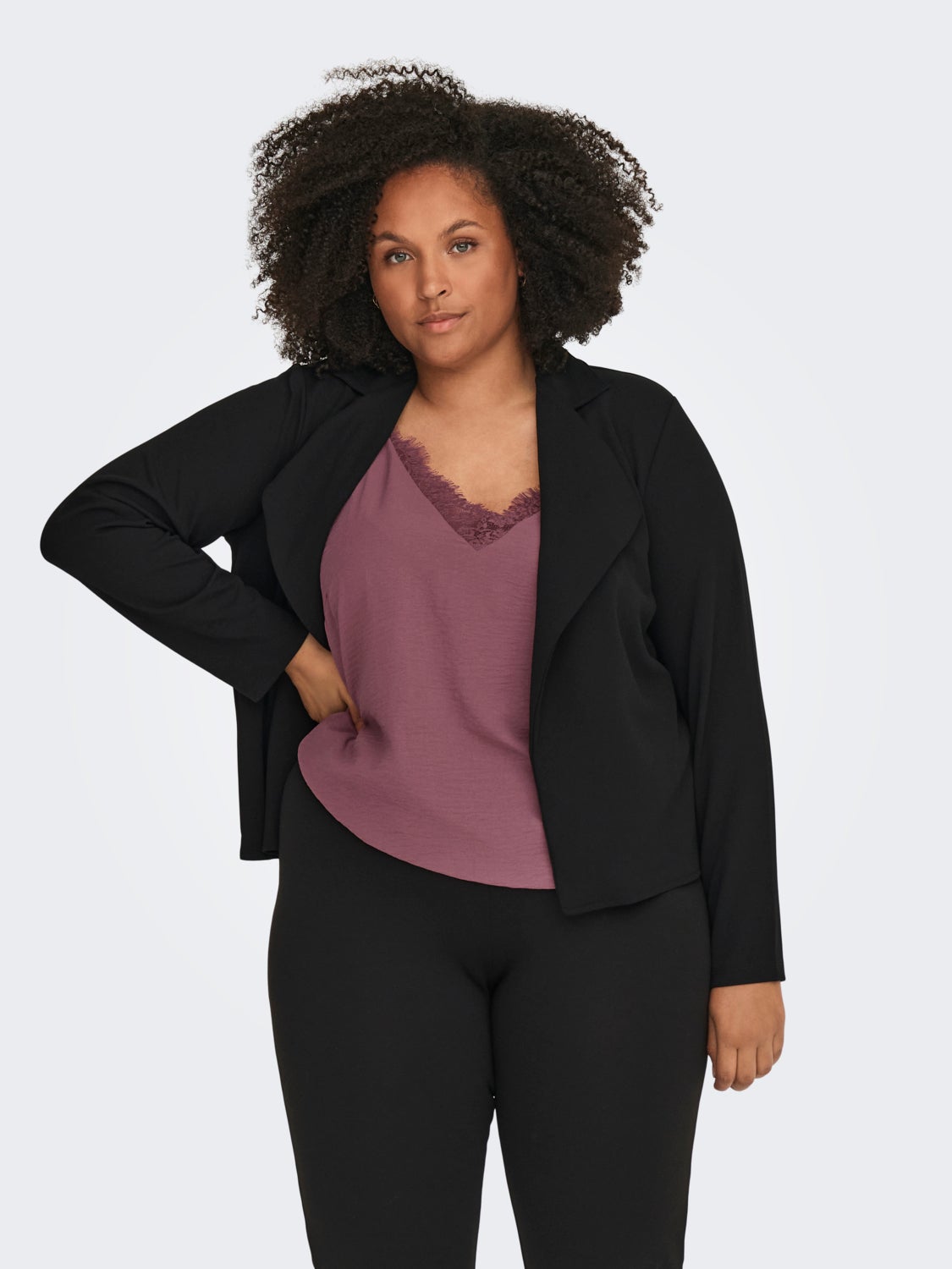 Curvy lace detailed strap top