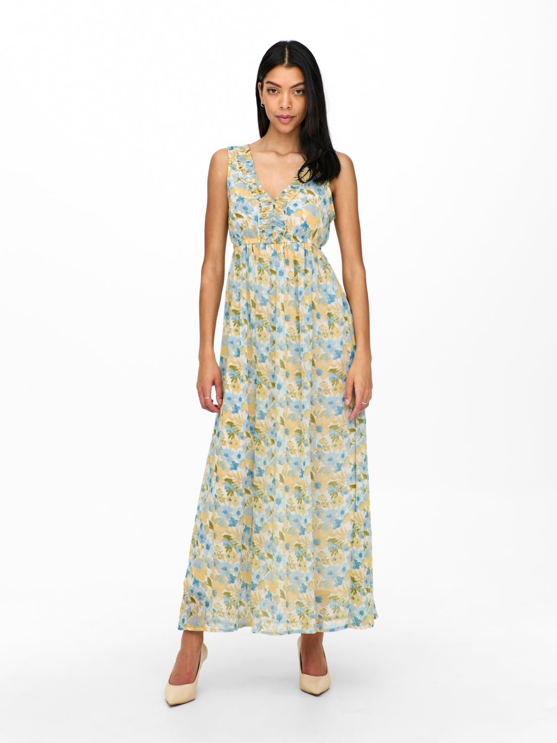 Frill V-neck Maxi dress