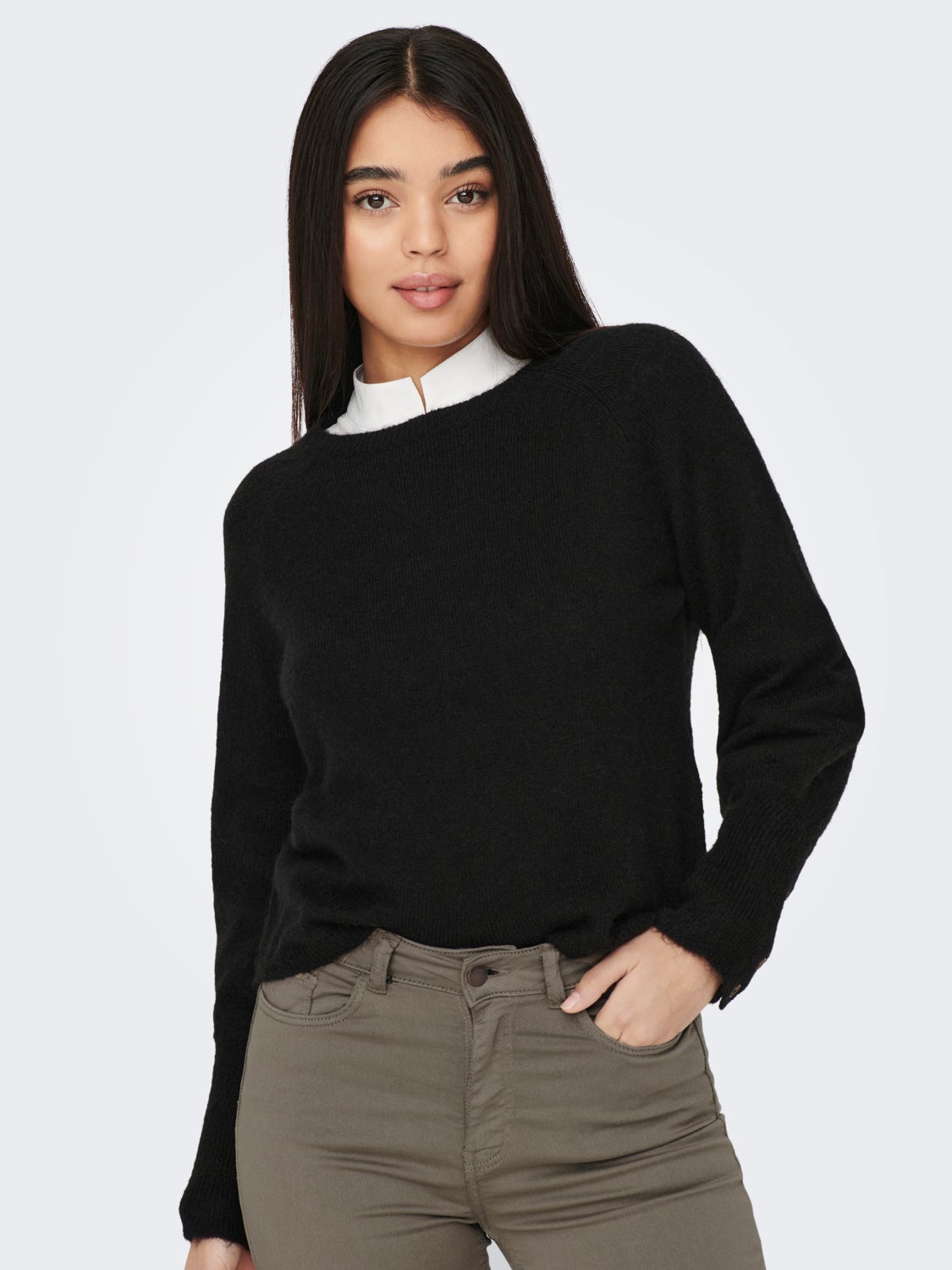 Button cuff Knitted Pullover
