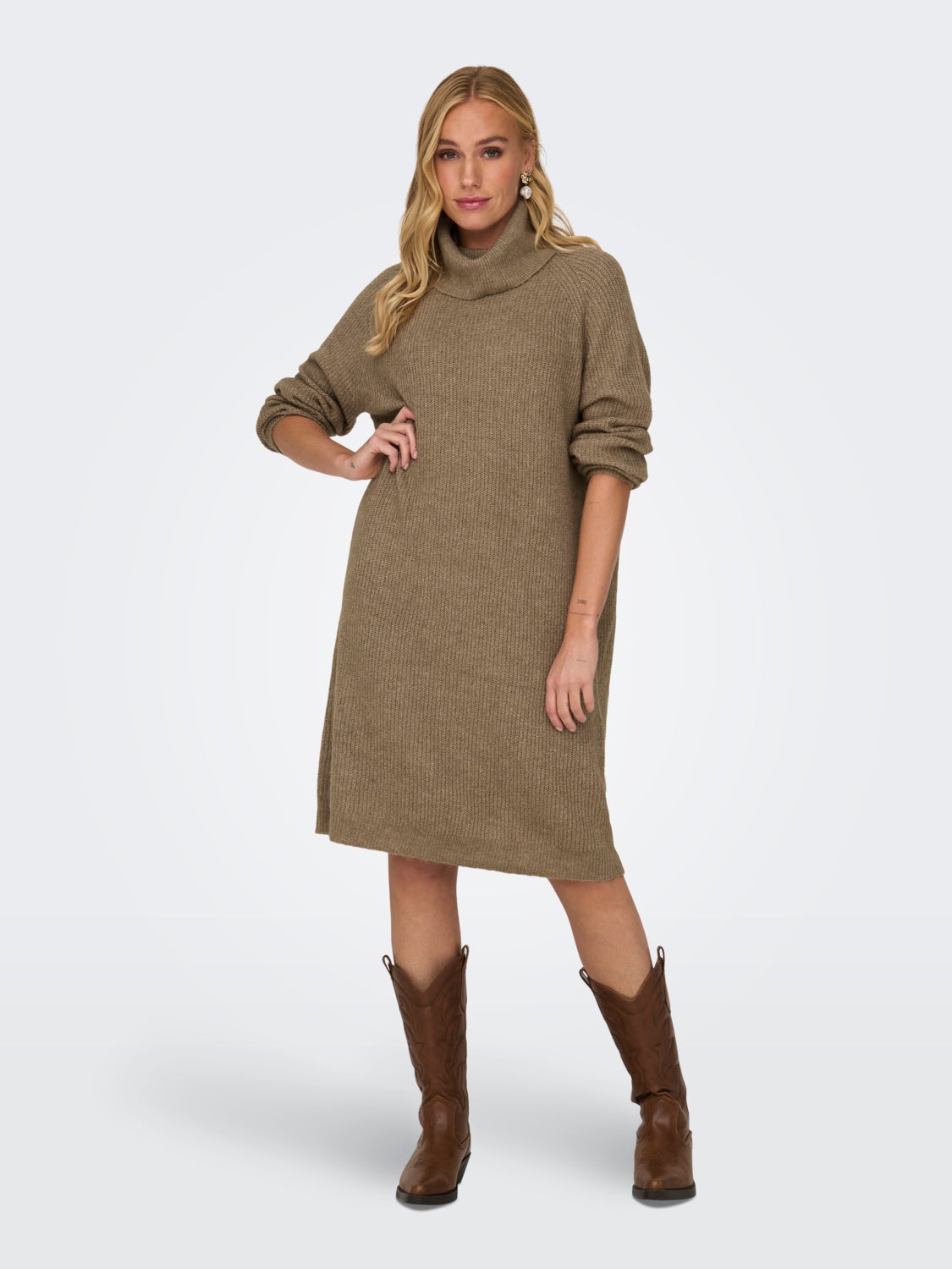 Mini roll neck knitted dress