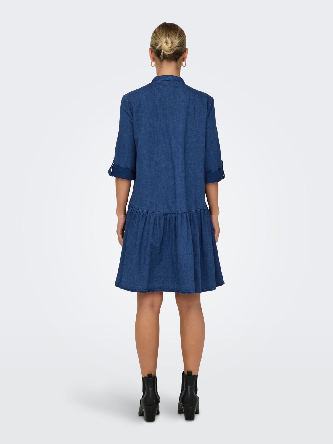 Mini o-neck denim dress