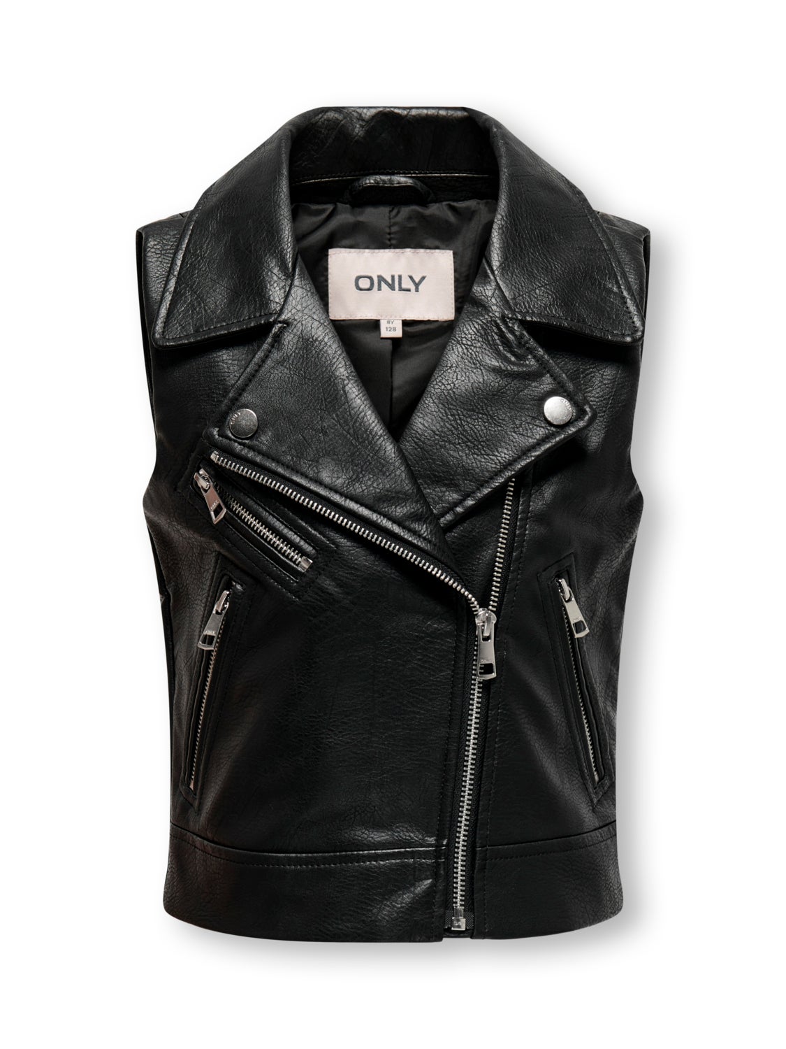 Faux leather biker waistcoat