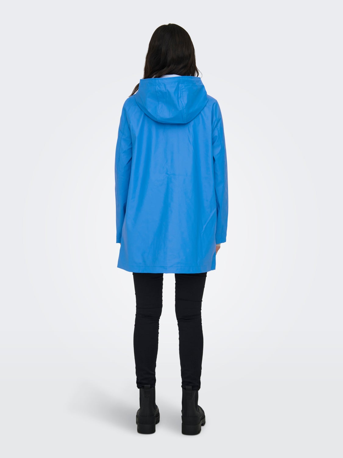 Long rain jacket with buttons