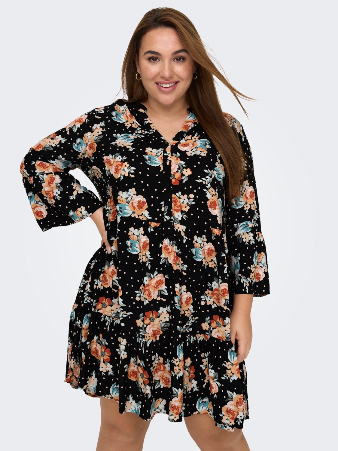 Curvy 3/4 Sleeve Tunic viscose Dress