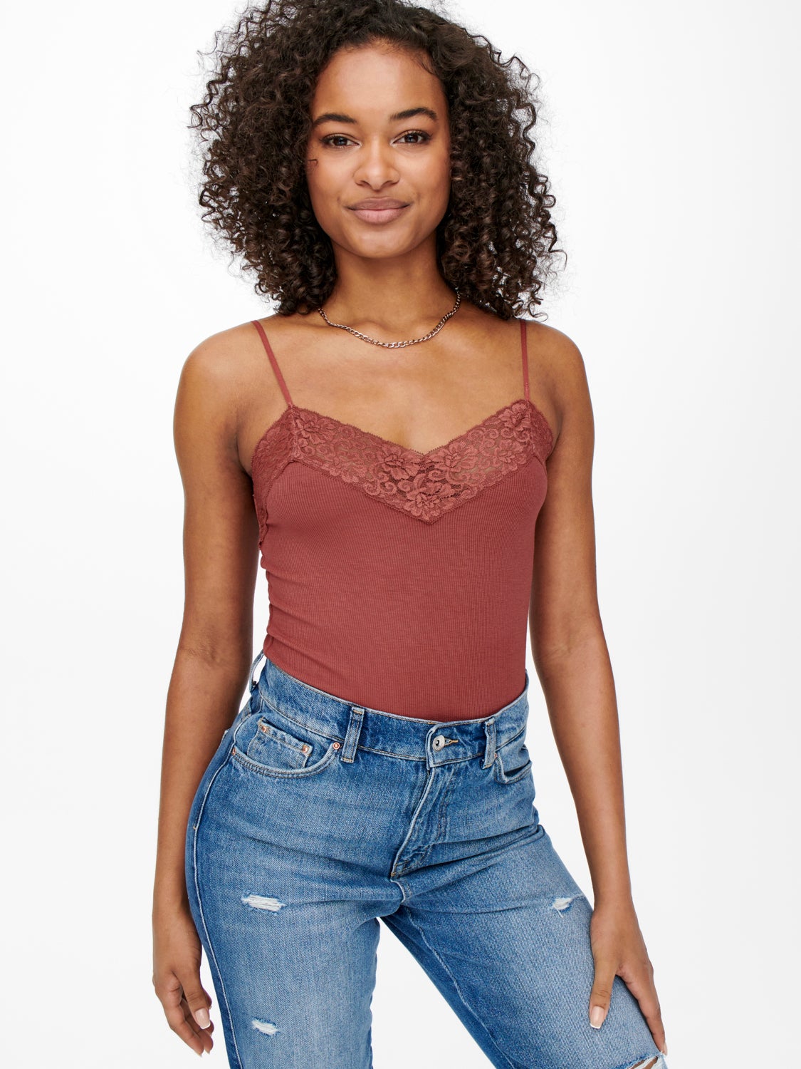 Rib lace Top
