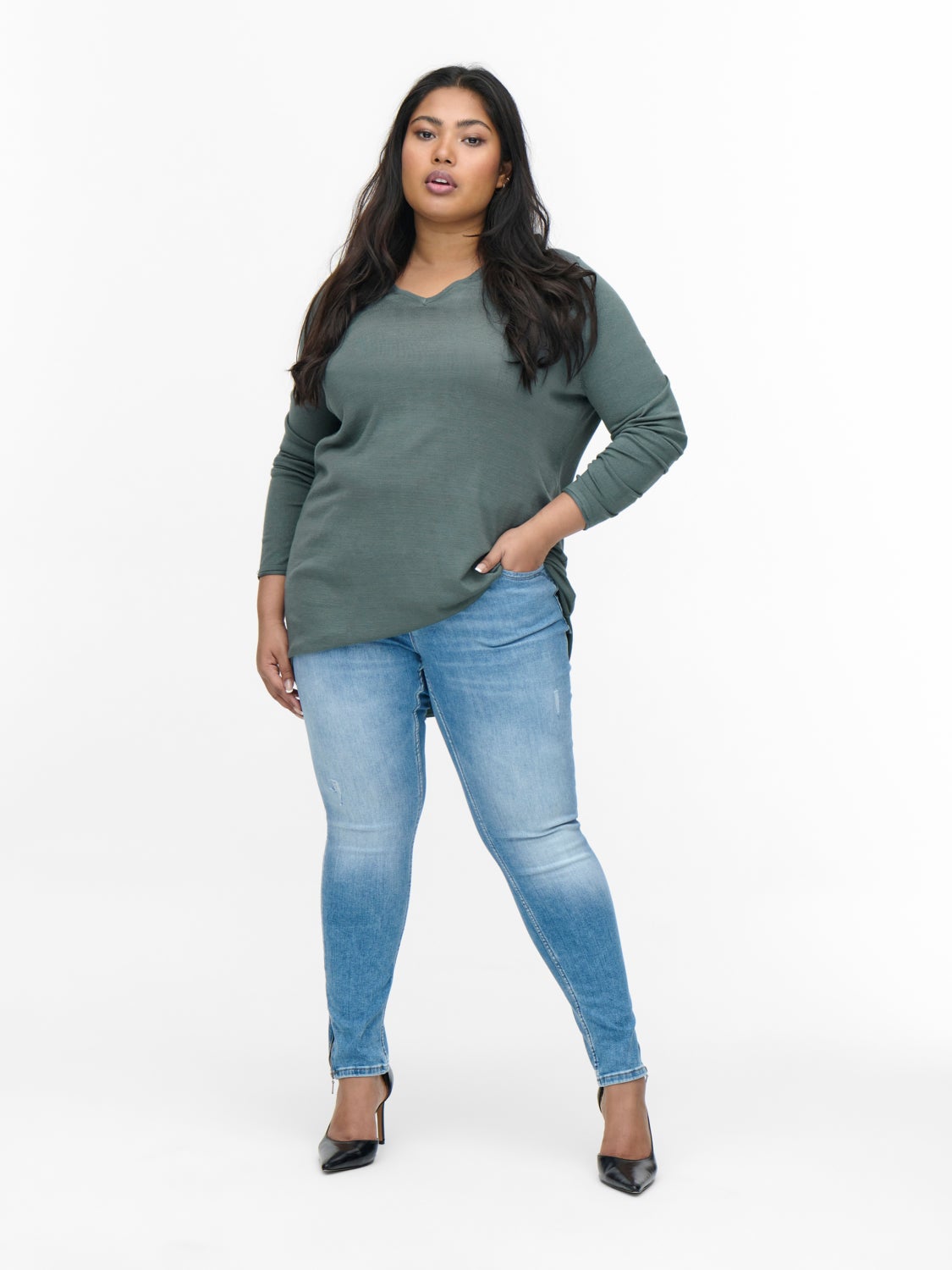 Curvy long viscose Pullover