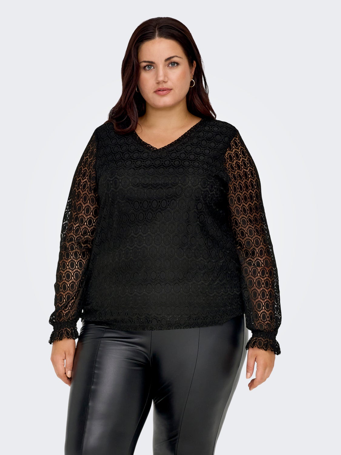 Curvy v-neck lace top
