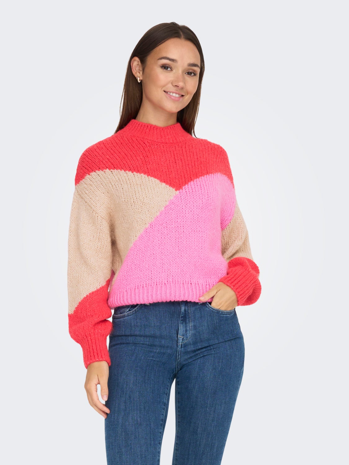 High-neck knitted pullover