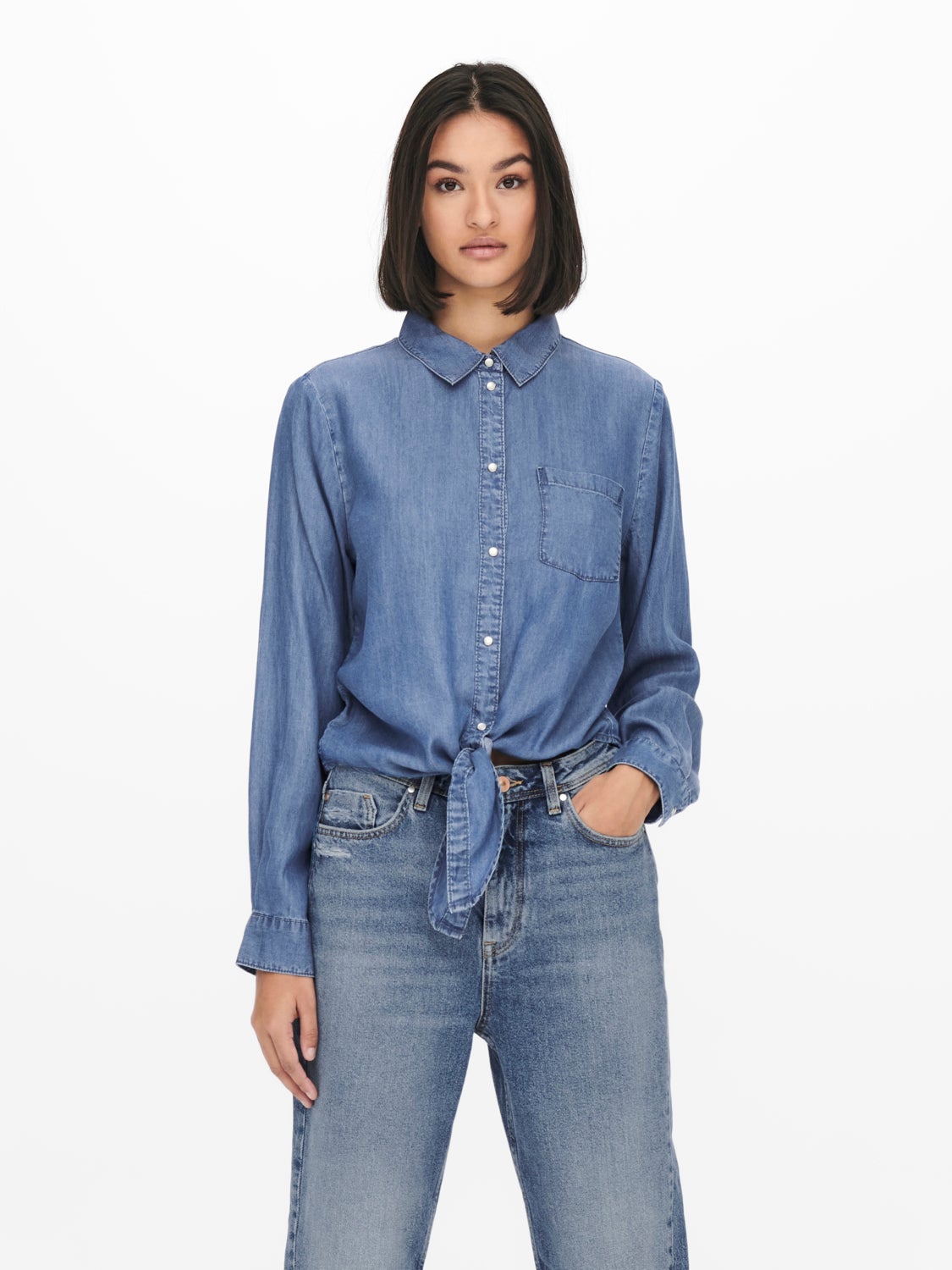 Knot detail Denim shirt