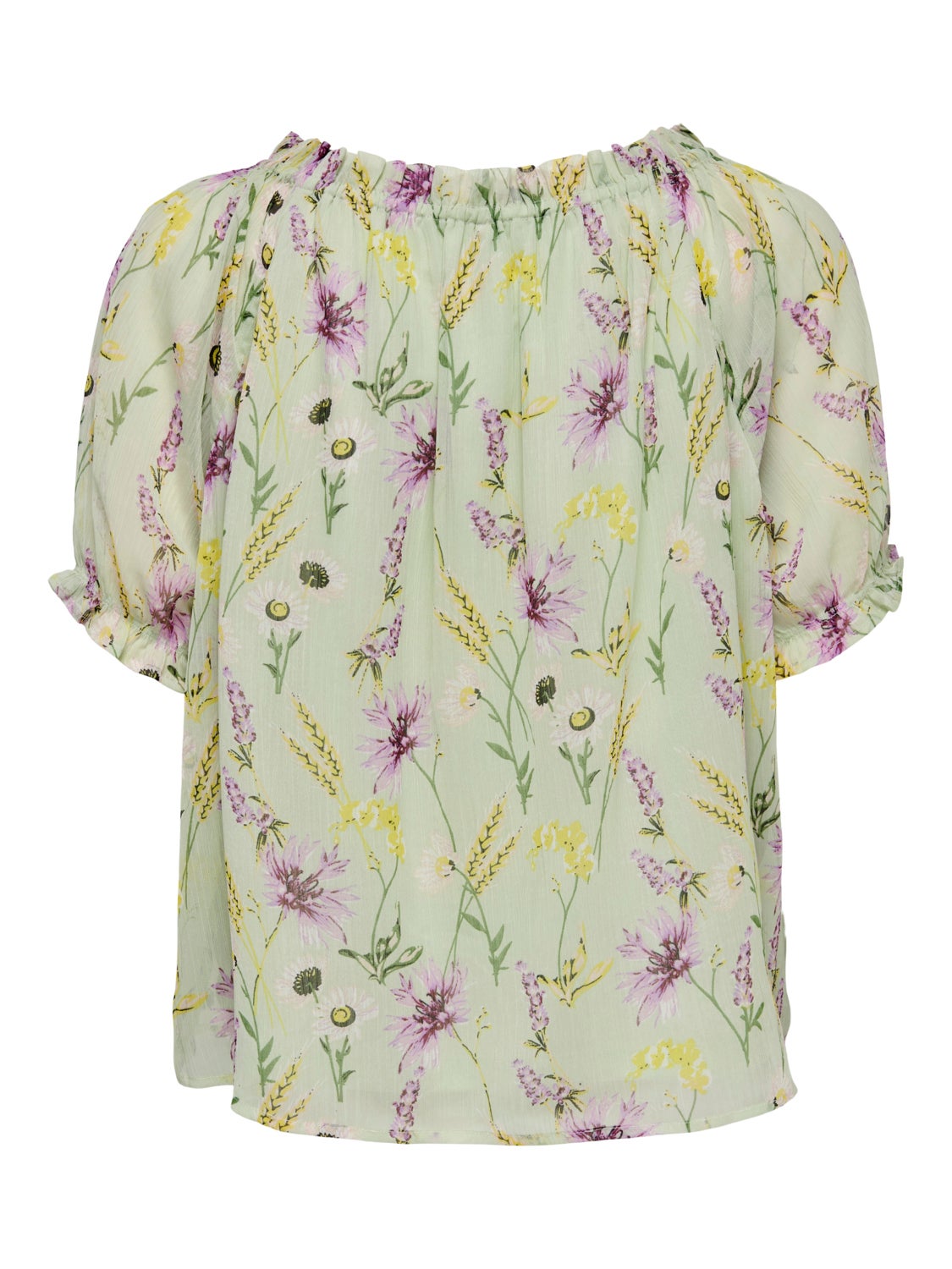 Patterned ruffle Short Sleeved Top