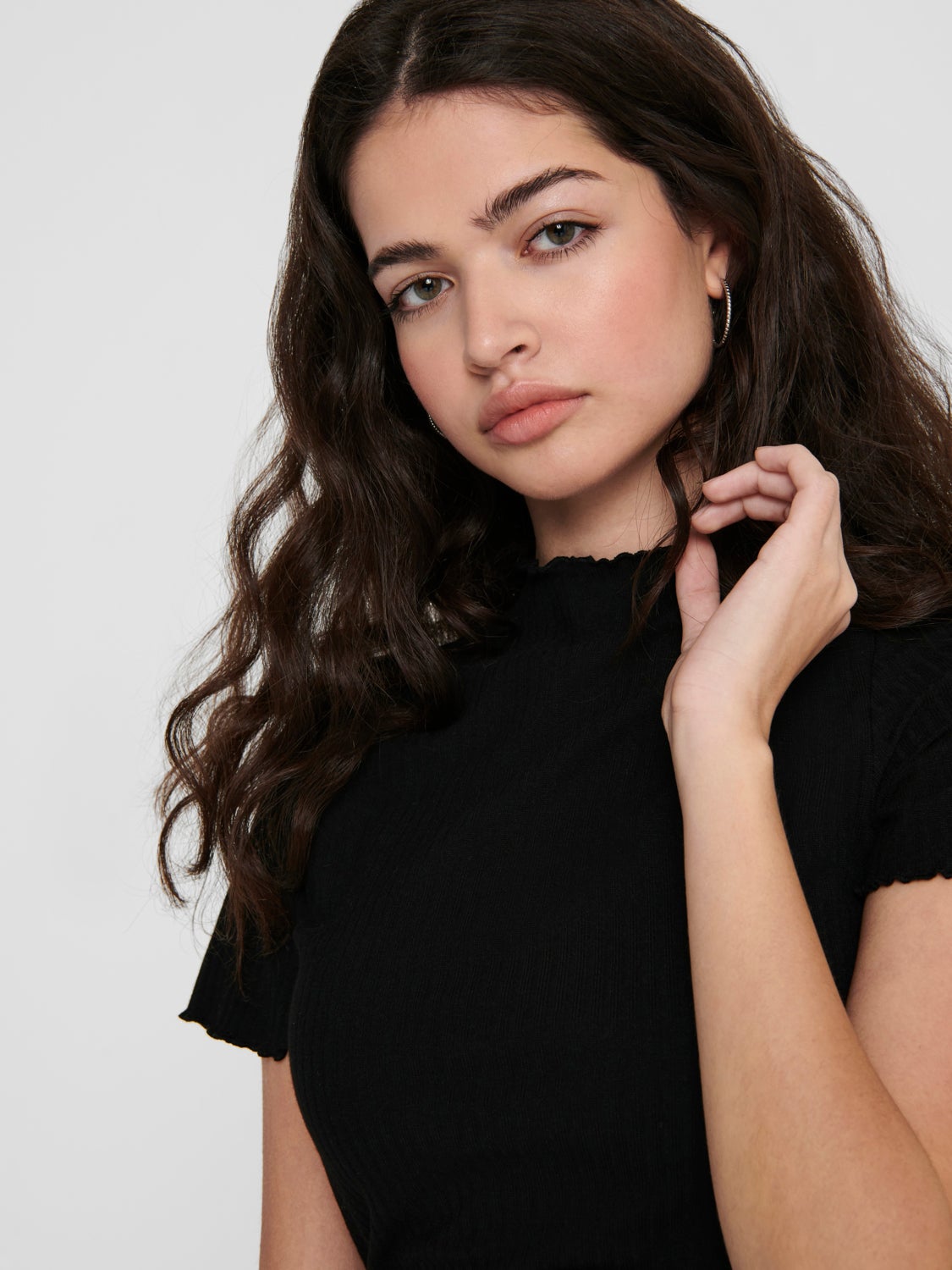 High neck Short Sleeved Top