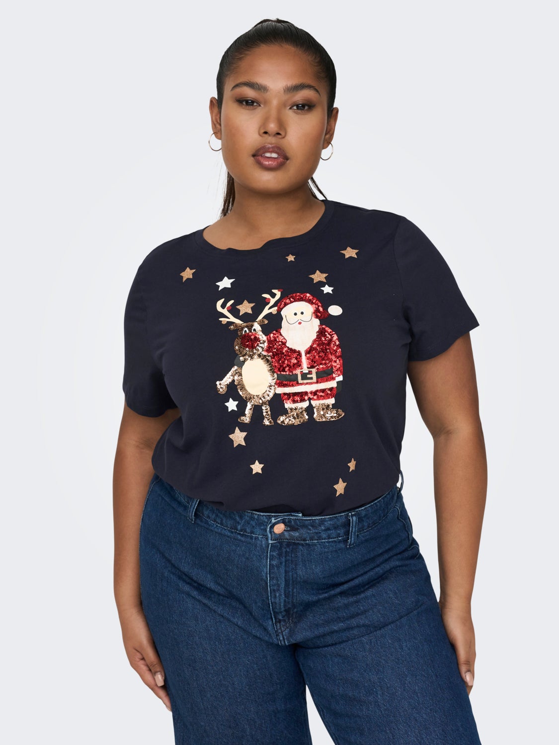 Curvy christmas detailed t-shirt