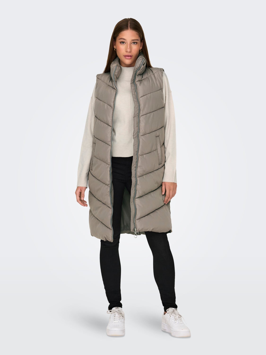 Long vest with high neck