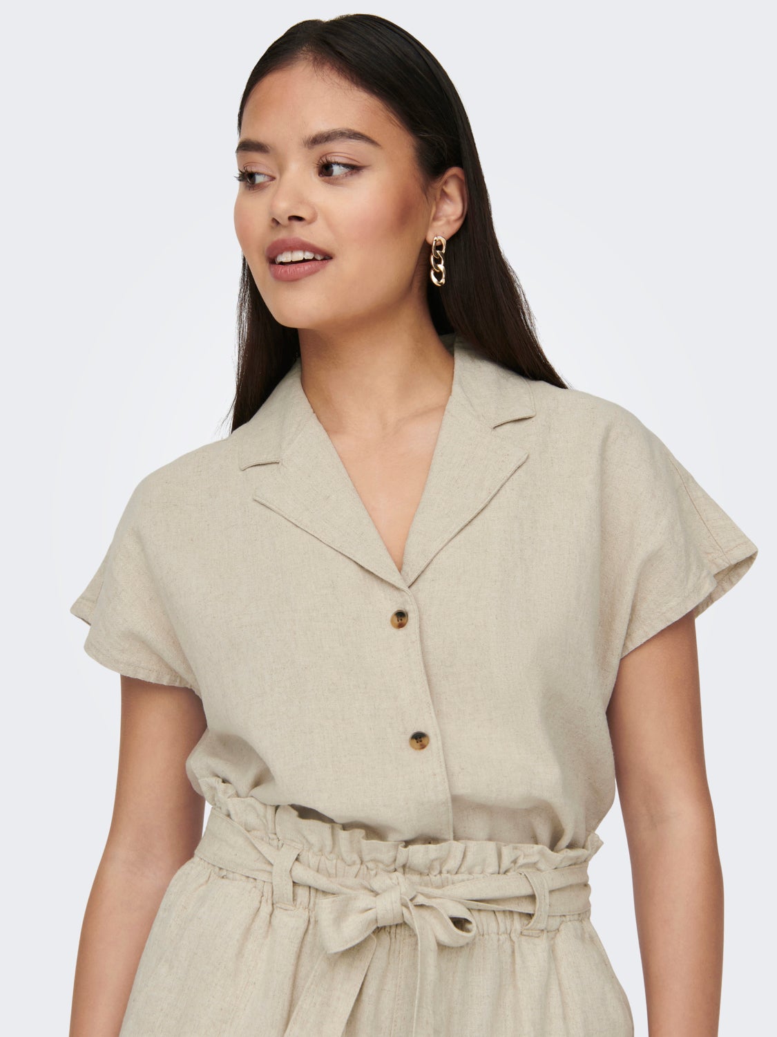 Cropped Short Sleeved linen Shirt