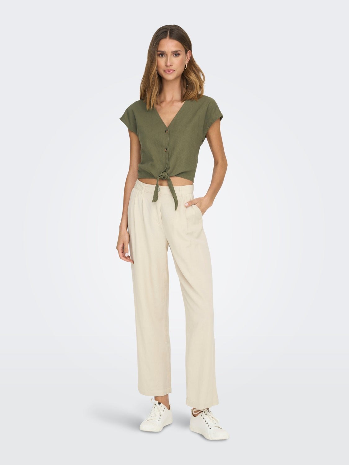 Short Sleeved Shirt With Knot Detail