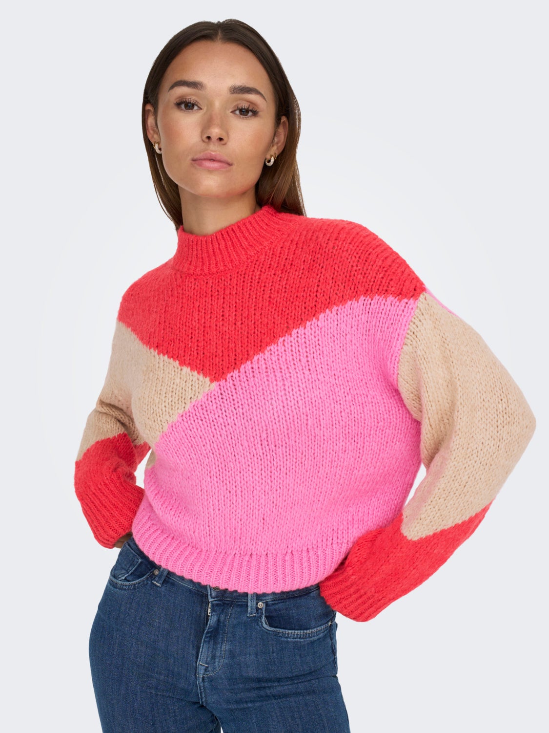 High-neck knitted pullover